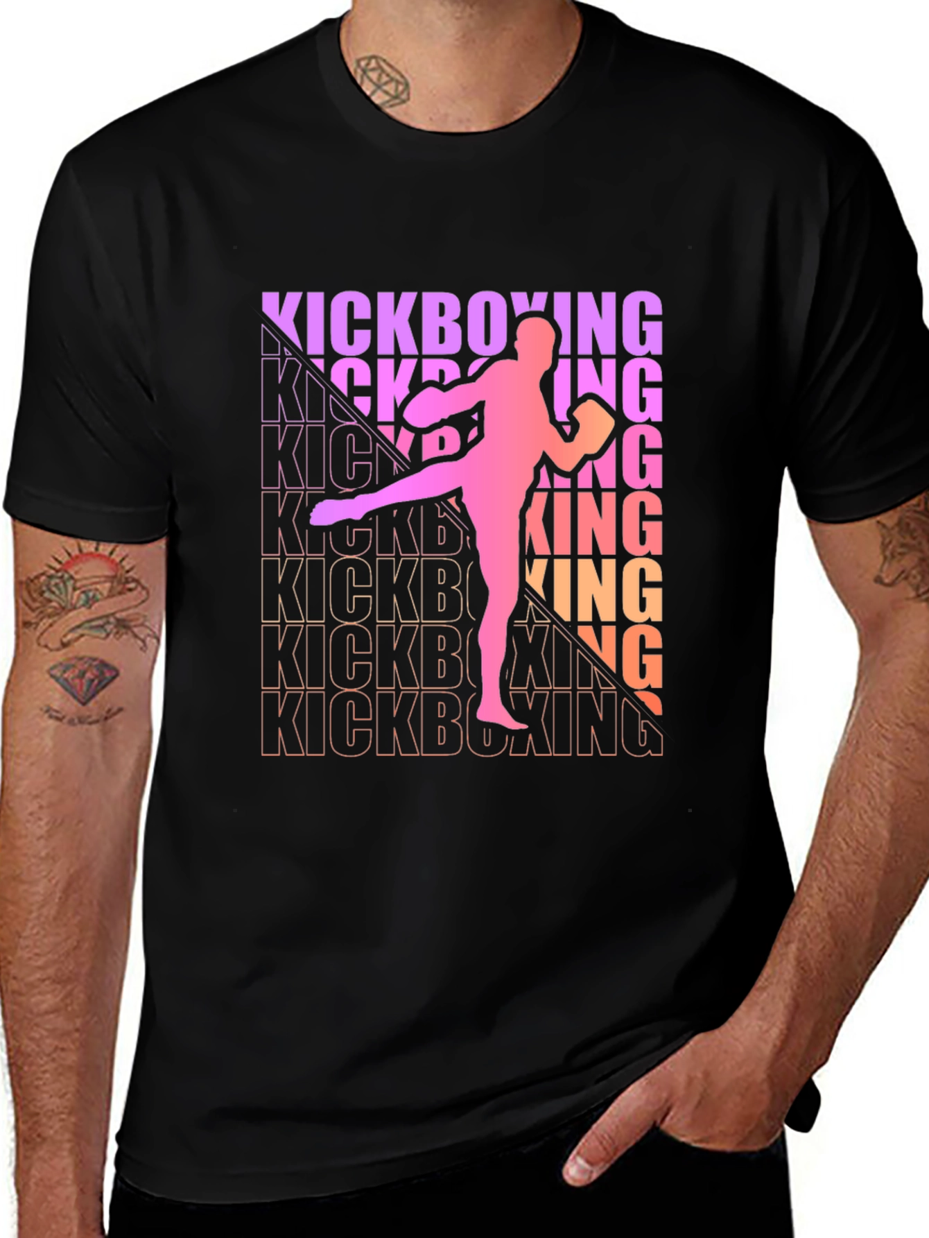 Variant 28 of Kickboxing Graphic Tee - Black Martial Arts Shirt