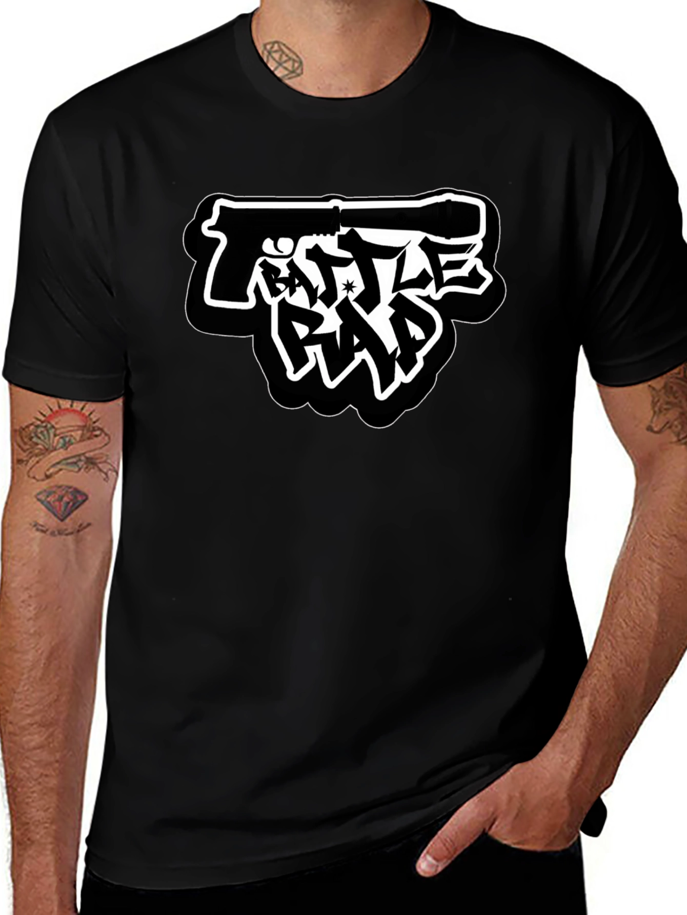 Variant 28 of Battle Rap Gun Graphic T-Shirt - Black