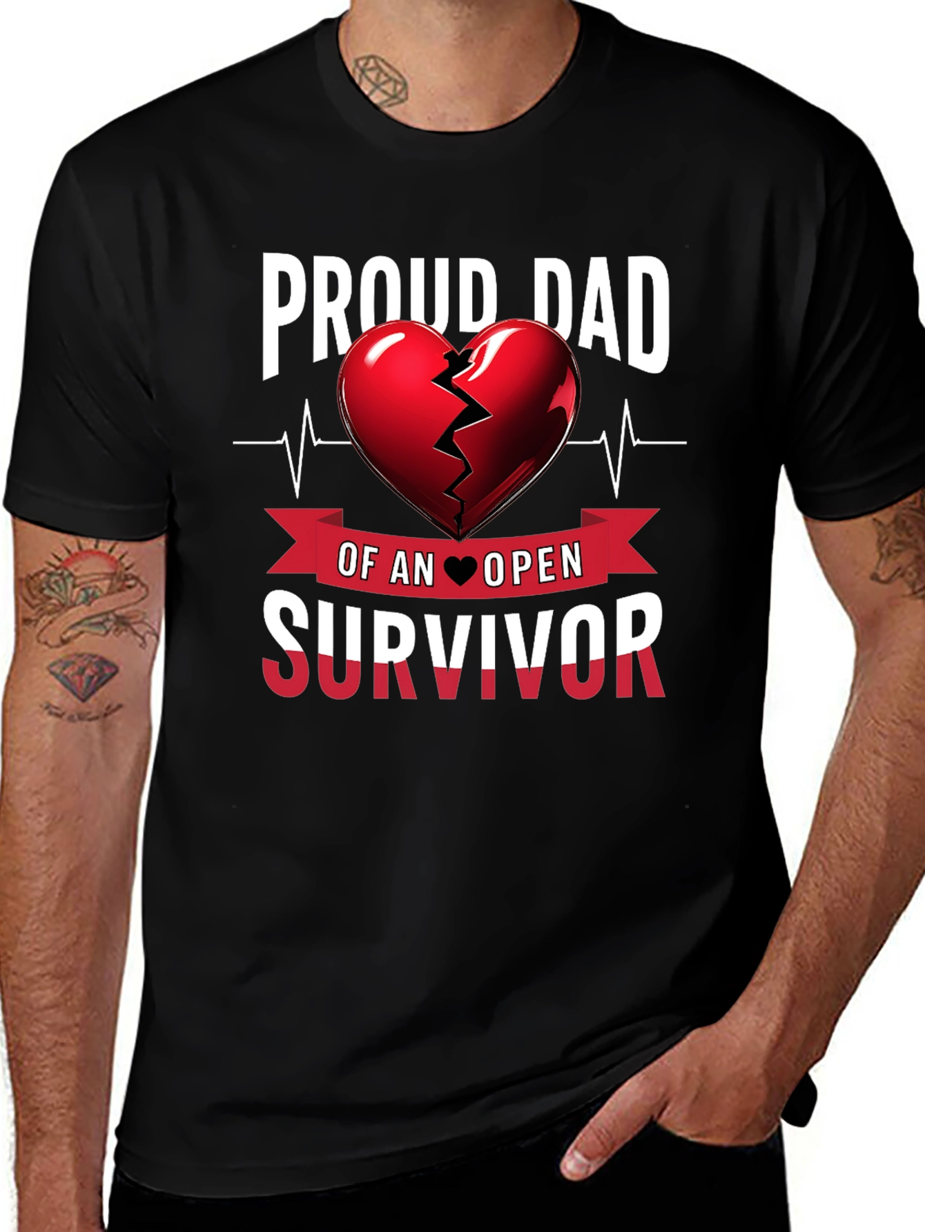 Variant 7 of Proud Dad Heart Survivor Tee