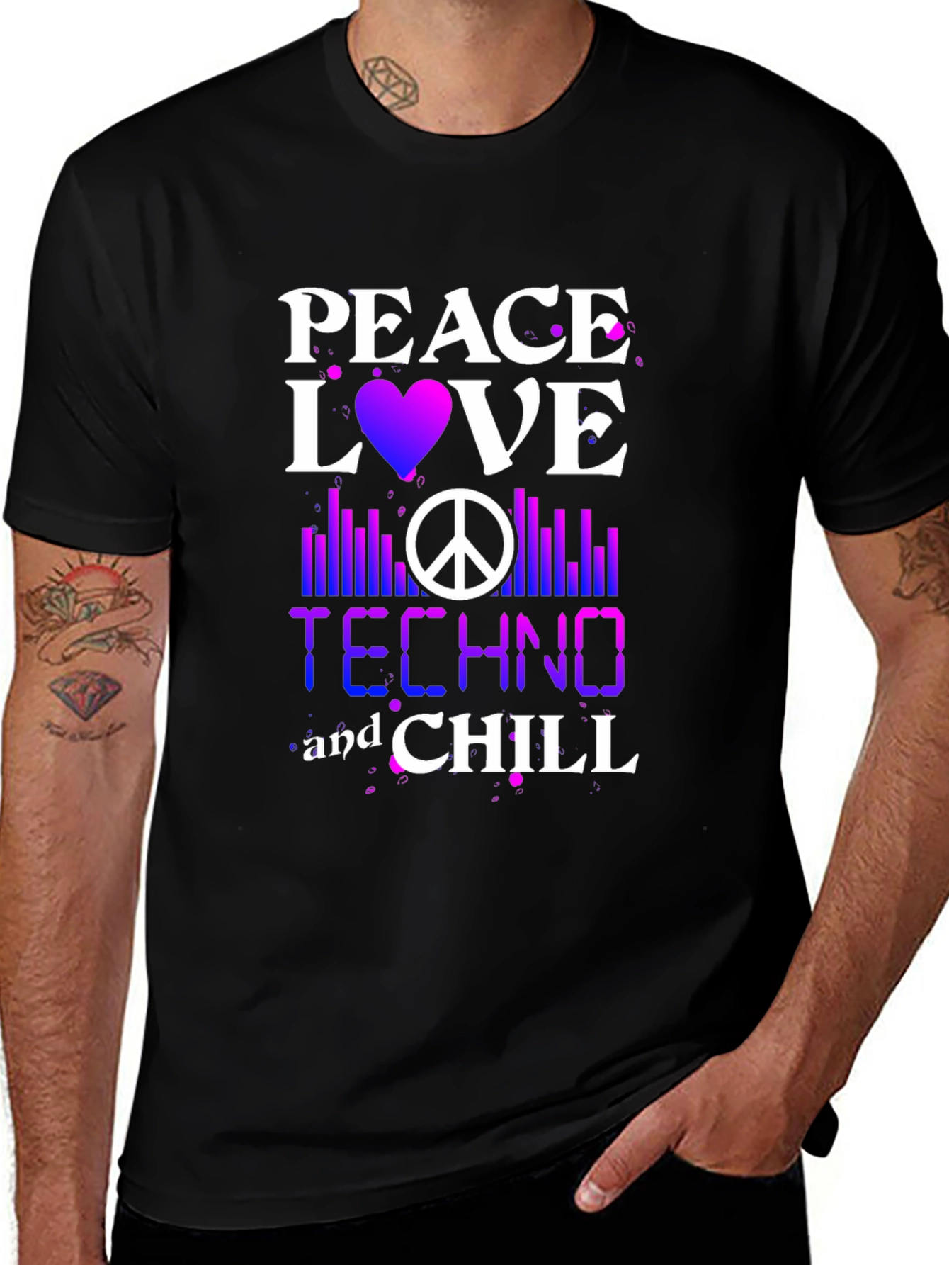 Variant 14 of Peace Love Techno Chill T-Shirt