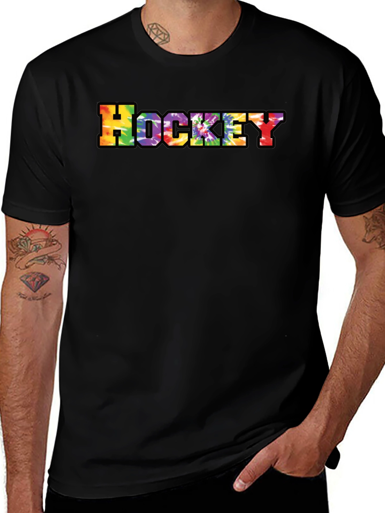 Variant 5 of Tie-Dye Hockey Graphic Tee - Stylish Casual Wear