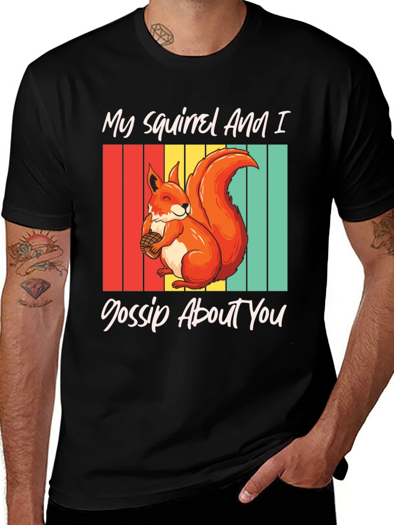 Variant 20 of Squirrel Gossip Graphic Tee - Retro Style
