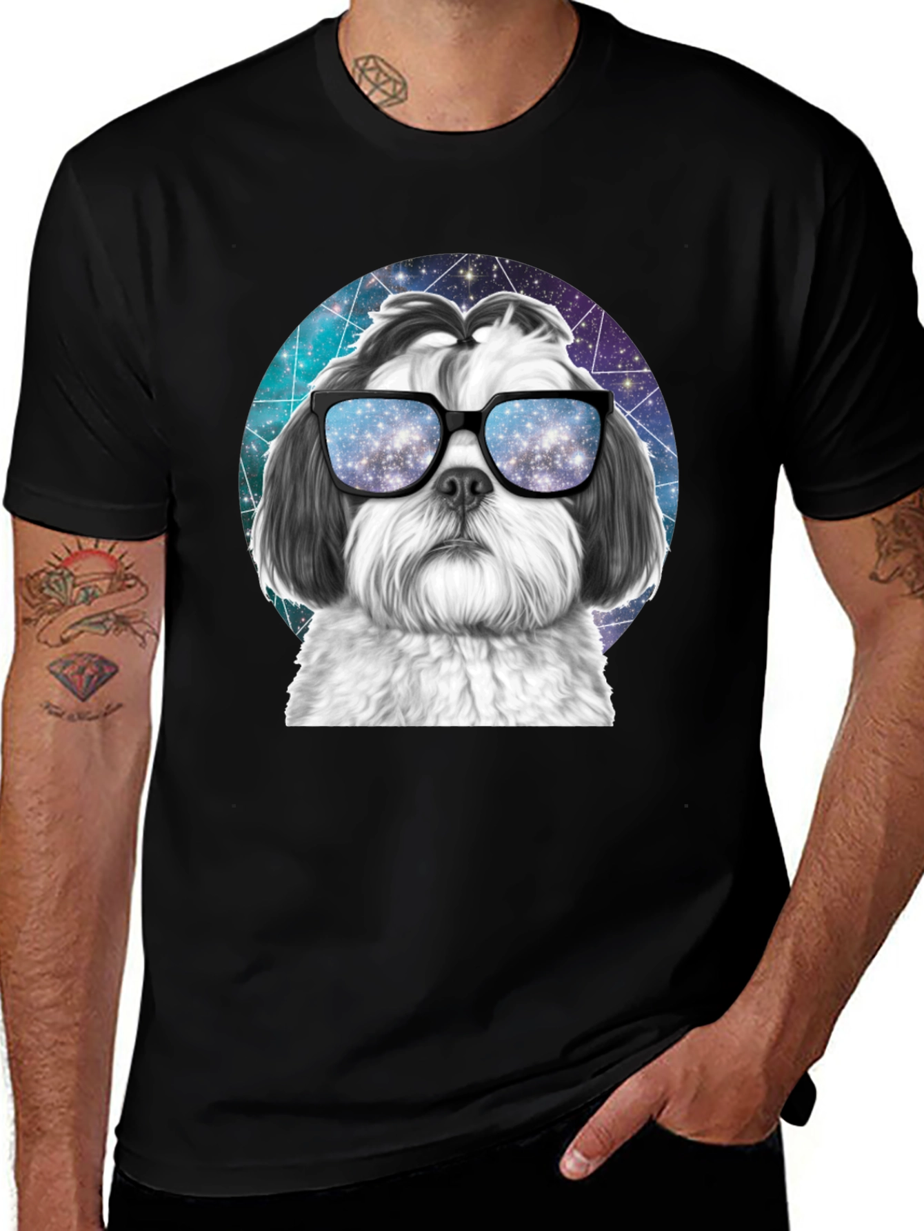 Variant 13 of Cool Dog Graphic Tee - Galaxy Glasses