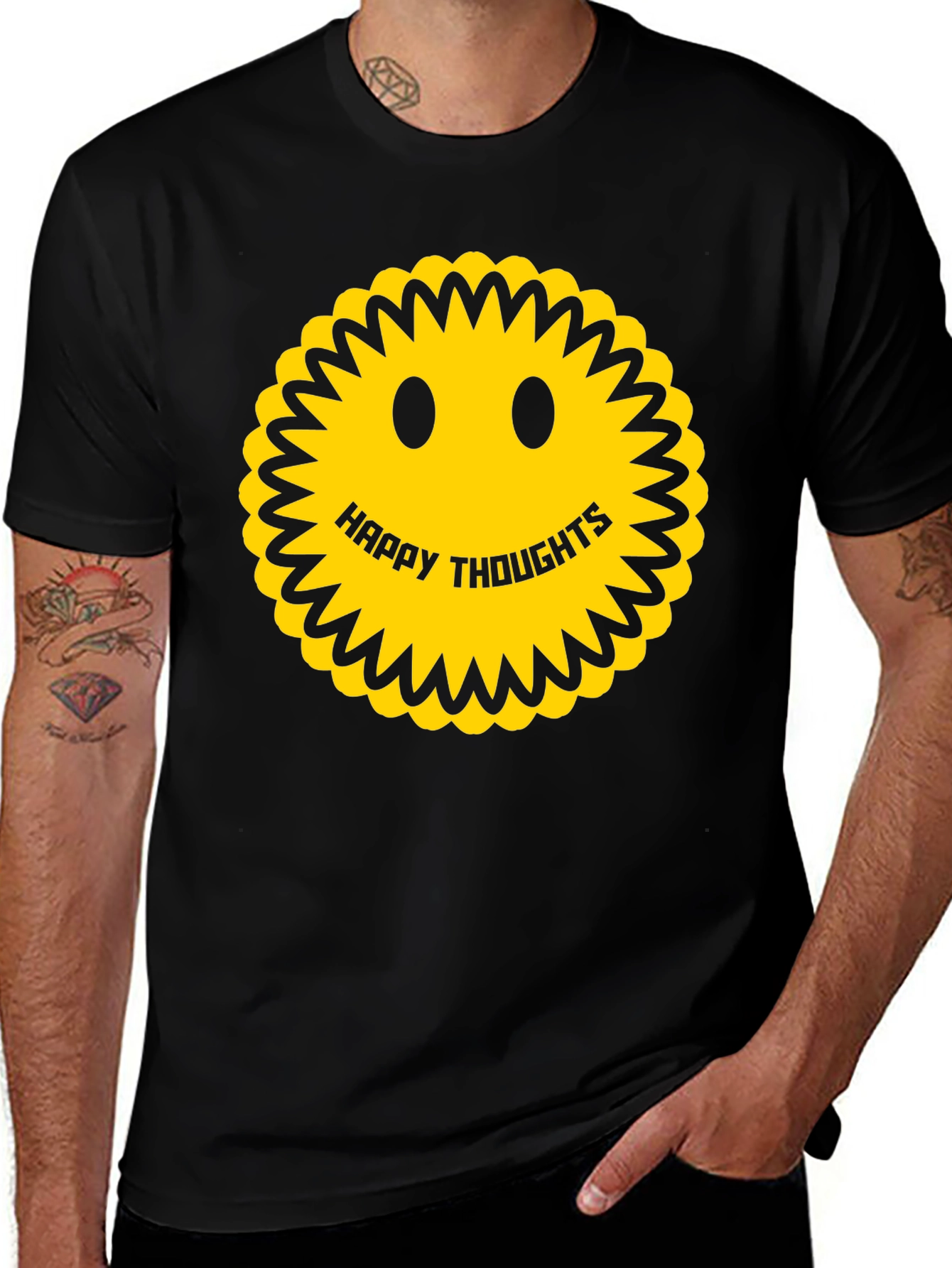 Variant 18 of Happy Thoughts Smiley Face Graphic Tee