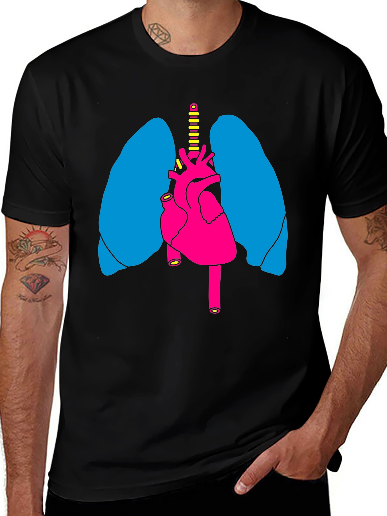 Variant 14 of Anatomy Heart Lungs Graphic Tee - Black Unisex Shirt