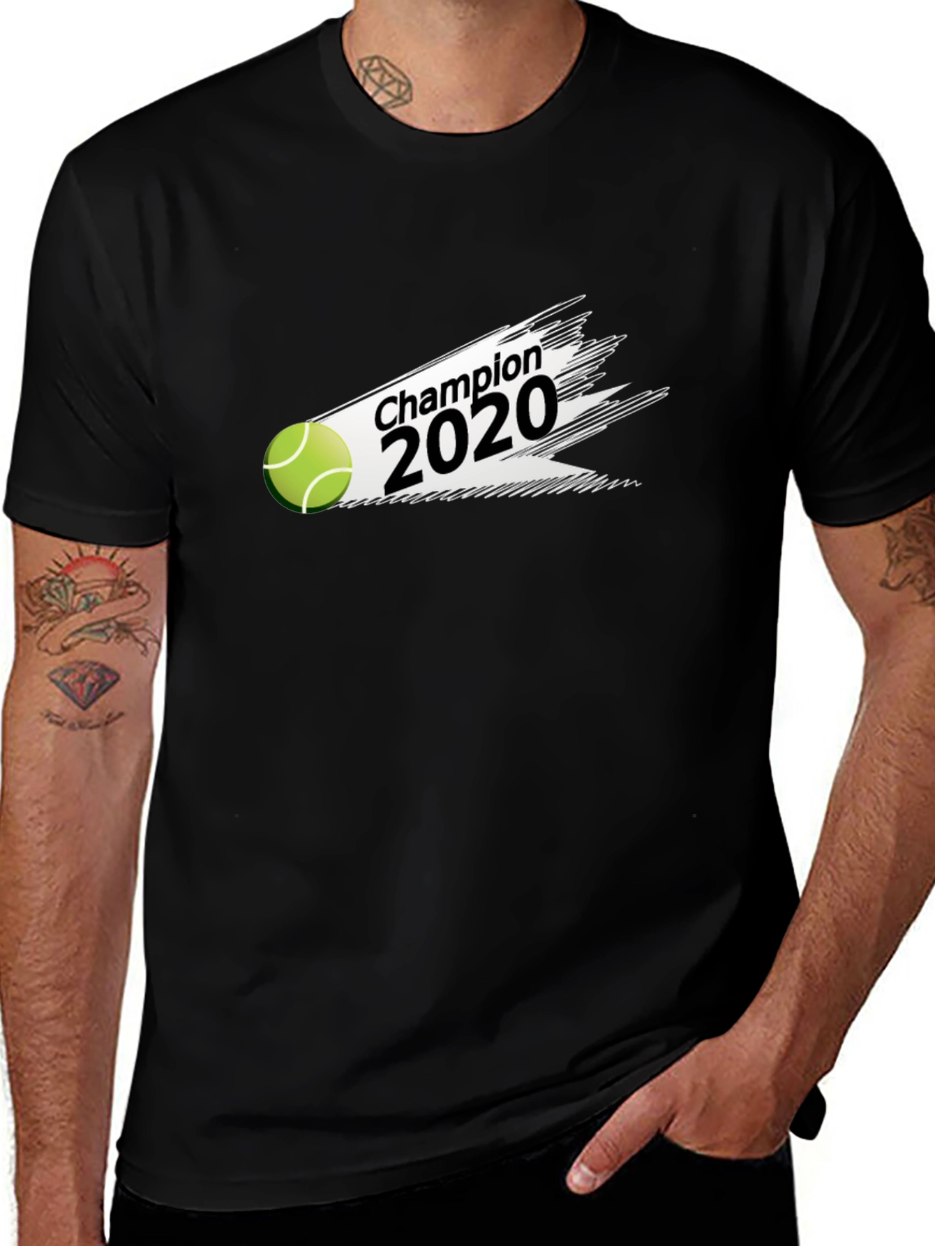 Variant 30 of Champion 2020 Tennis Ball Black T-Shirt