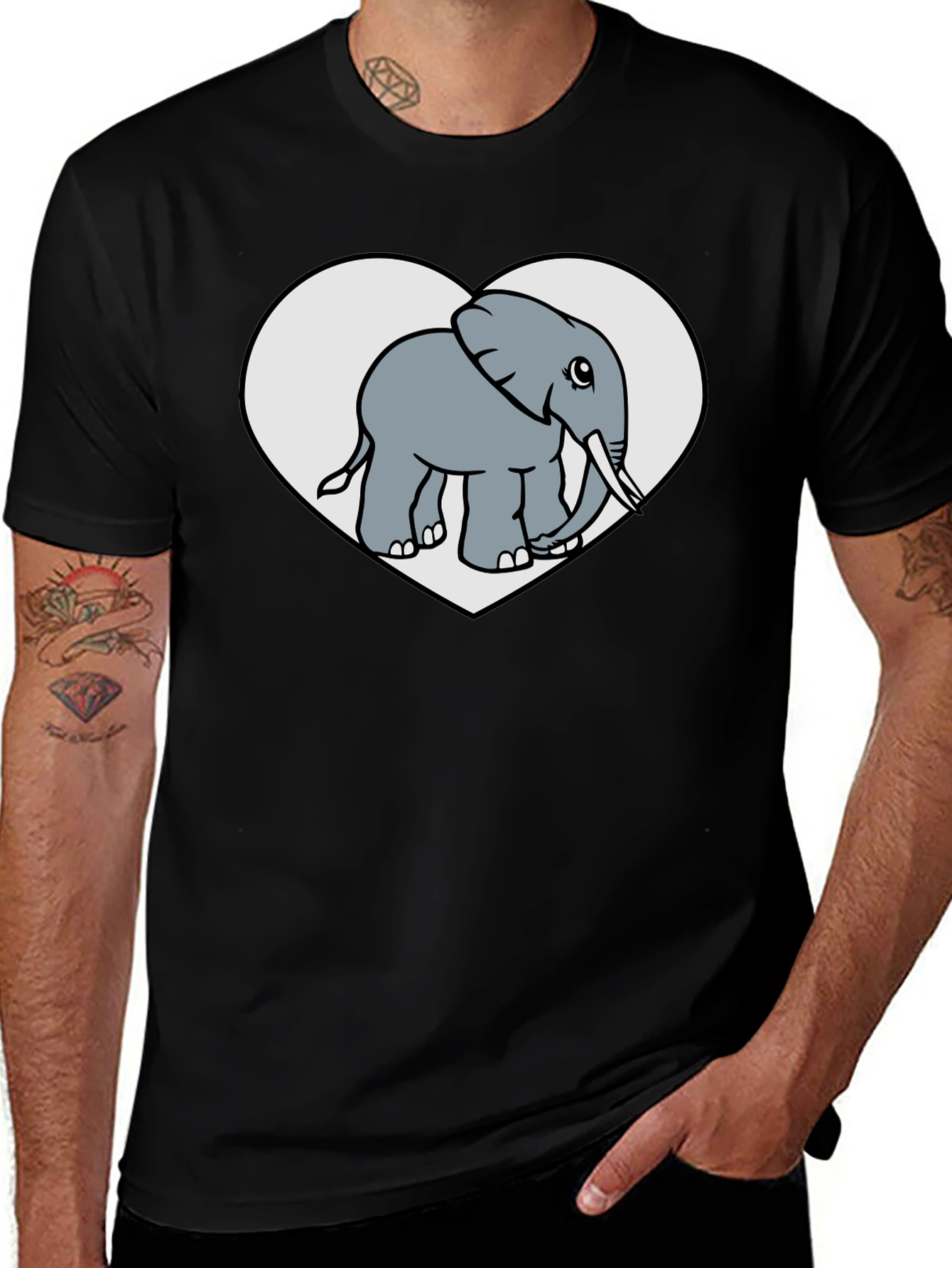 Variant 10 of Elephant Heart Graphic Black T-Shirt