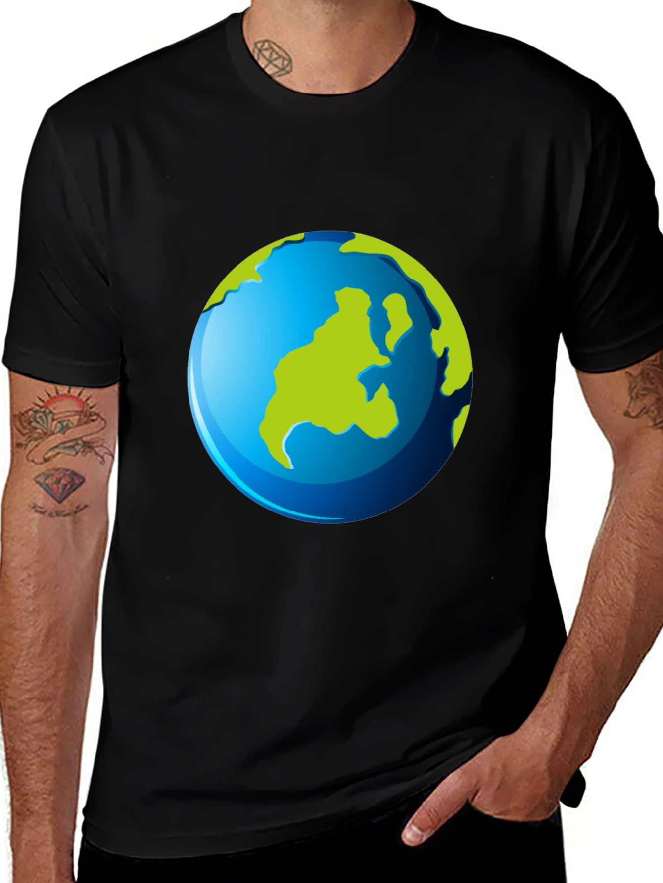 Variant 2 of Earth Graphic Black T-Shirt - Global Design
