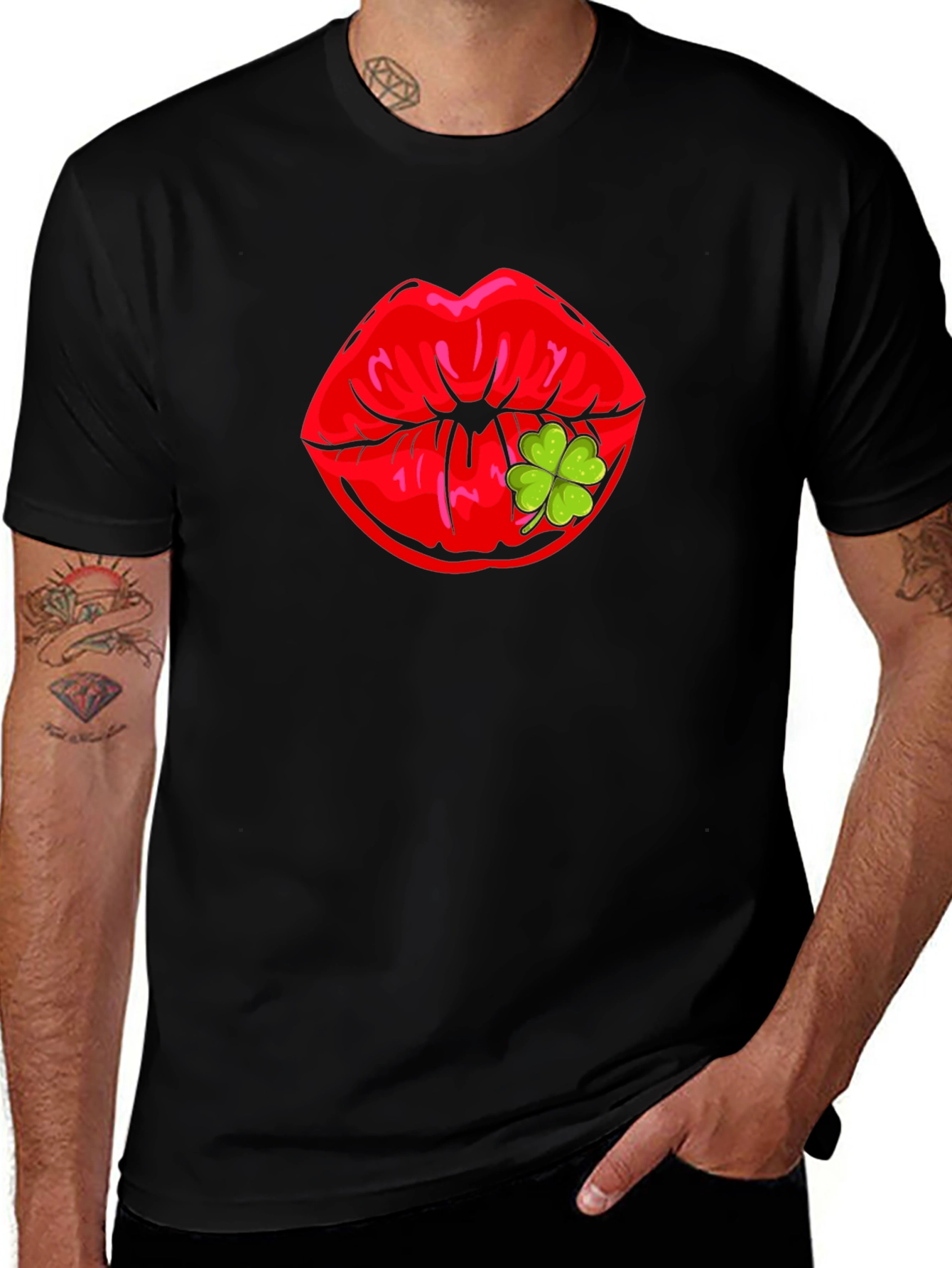 St. Patrick's Day Lips T-Shirt - Clover Kiss
