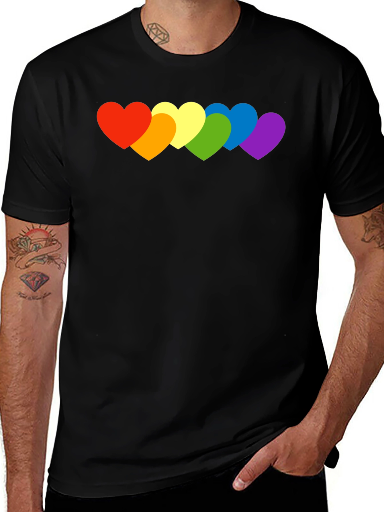 Rainbow Hearts Graphic Tee - Pride Love Shirt