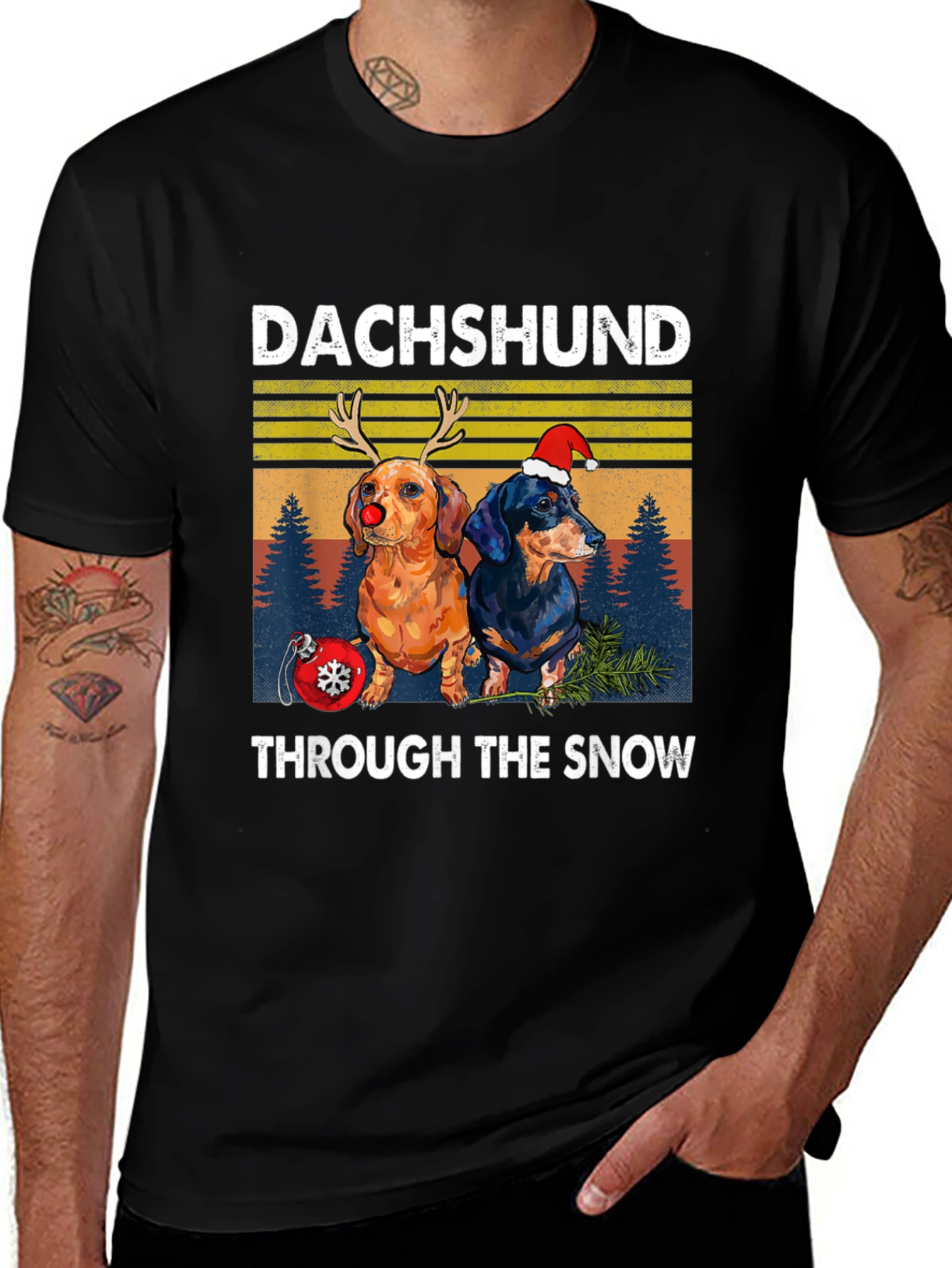 Variant 5 of Dachshund Through the Snow Graphic Tee