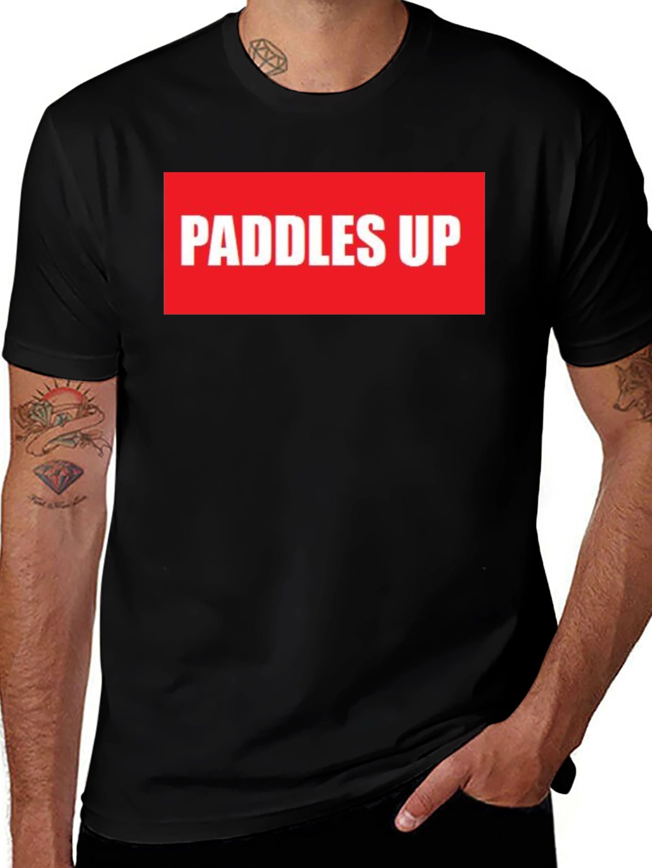 Paddles Up Graphic Tee - Black Cotton T-Shirt