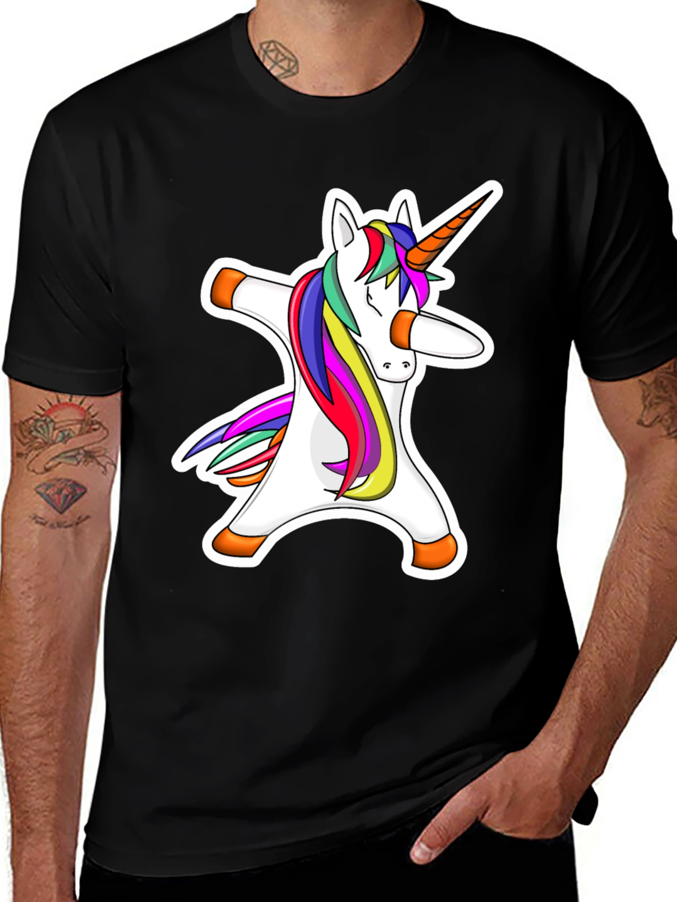 Variant 28 of Dabbing Unicorn Graphic Tee - Fun Black T-Shirt