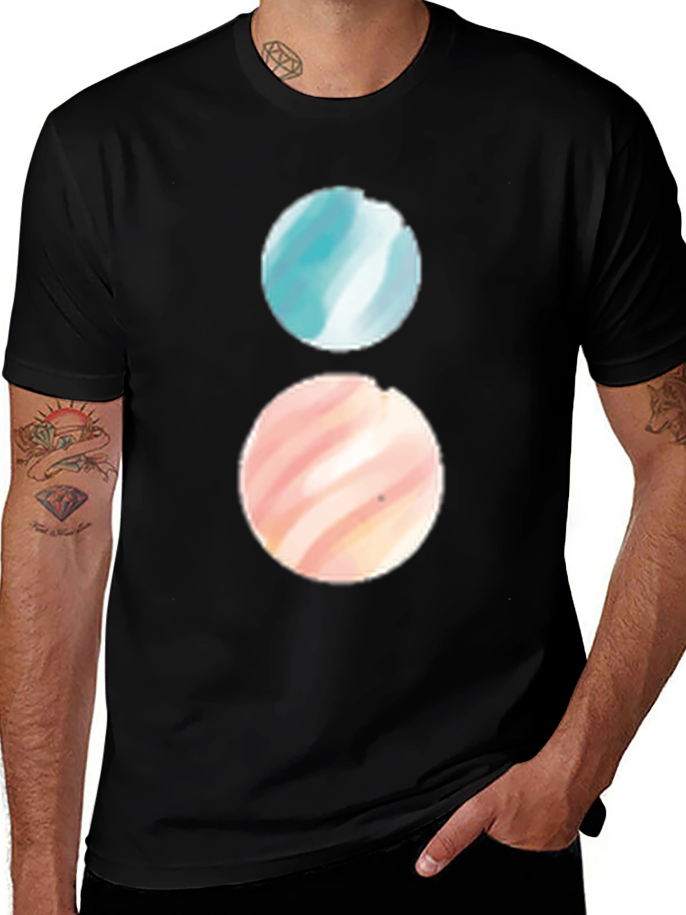 Variant 18 of Dual Planets Graphic Tee - Soft Cotton Blend, Modern Fit