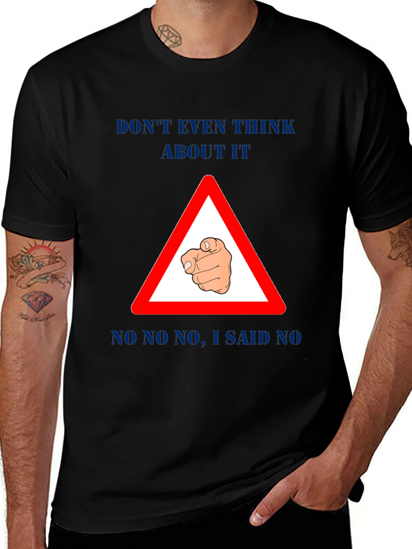 Black Funny "Don't Even Think About It" Graphic T-Shirt main image