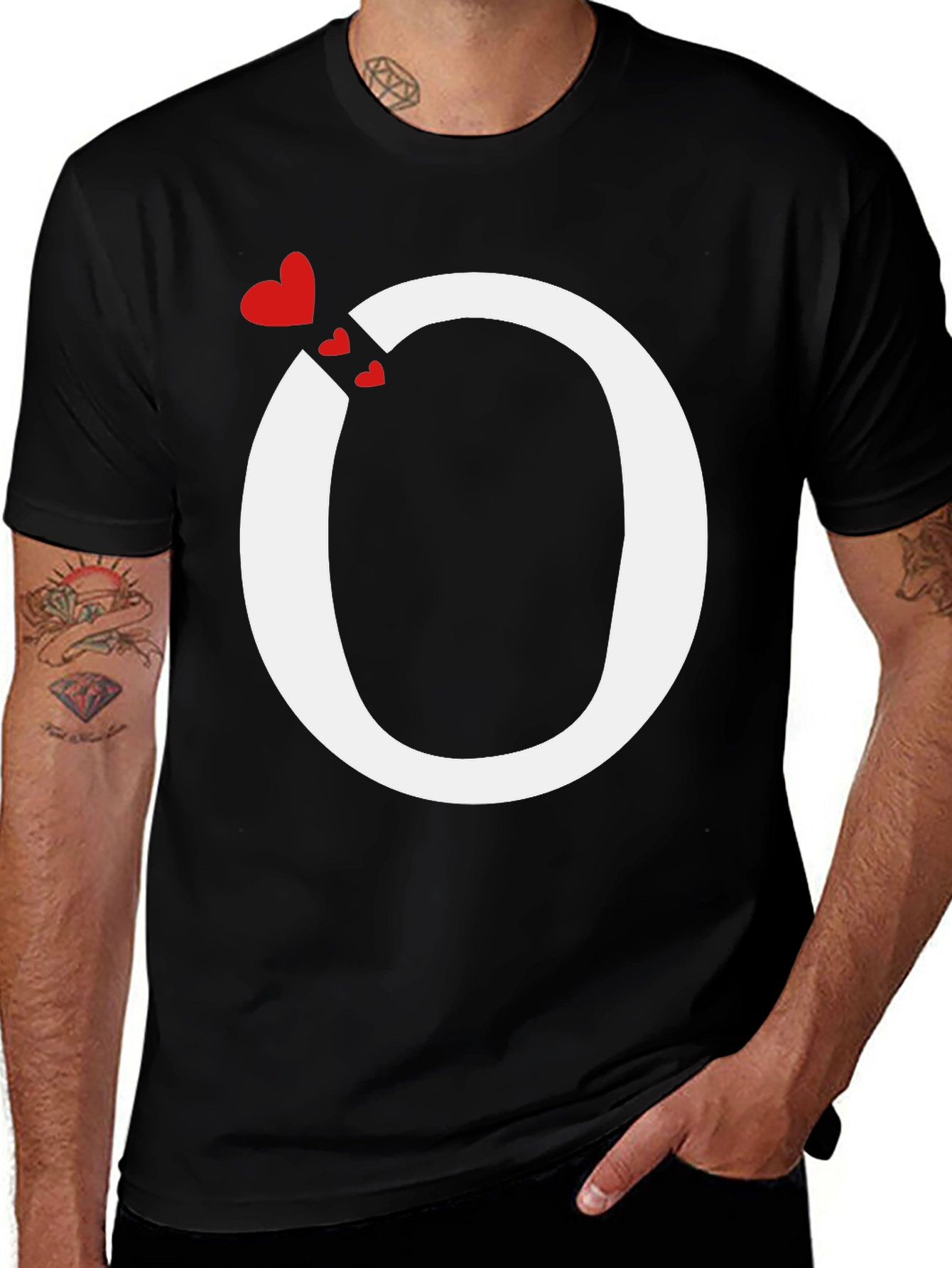 Variant 17 of Letter "O" Hearts Graphic T-Shirt