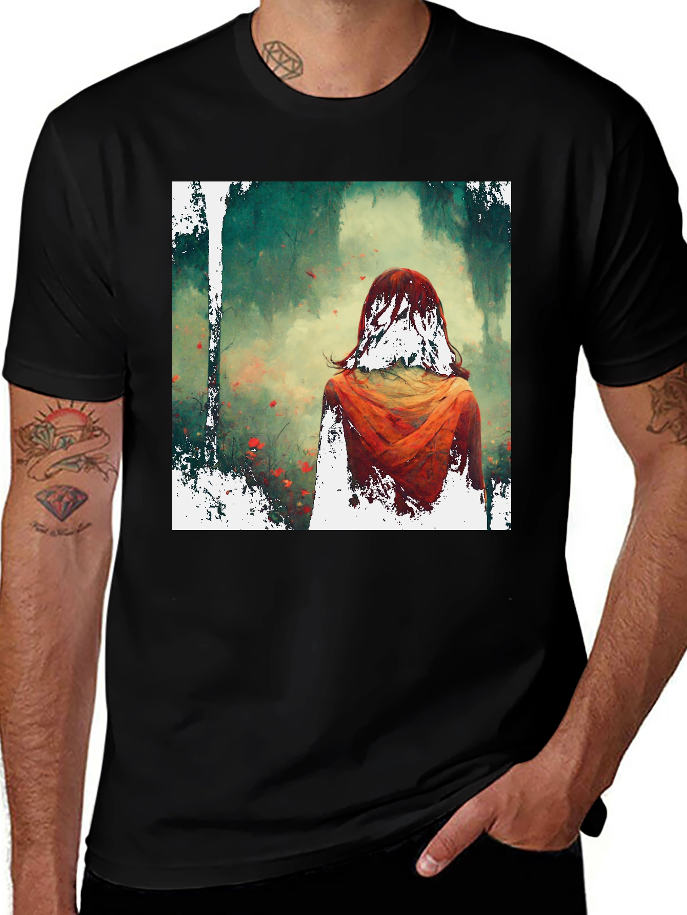 Artistic Woman in Forest T-Shirt