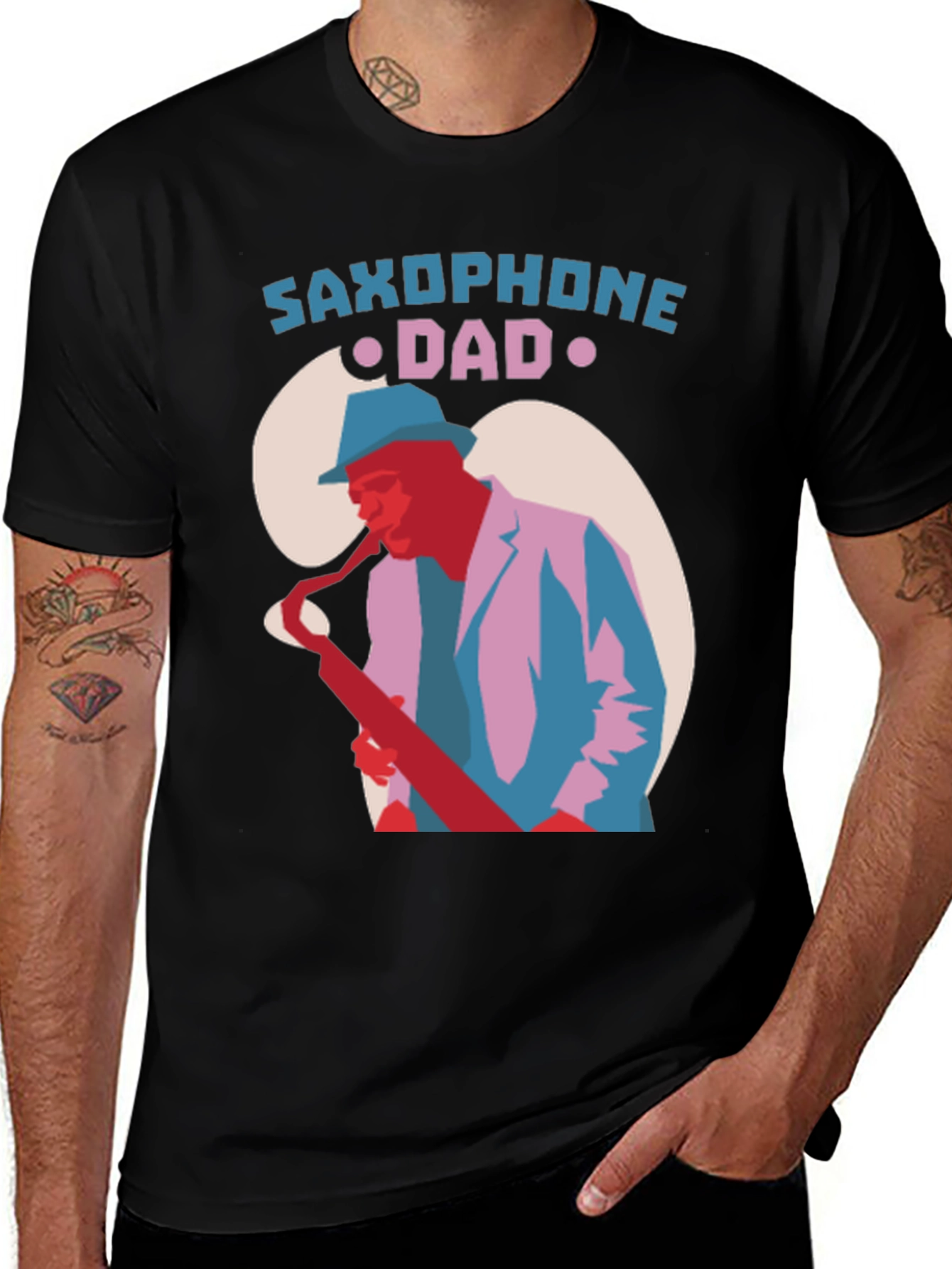 Saxophone Dad Graphic Tee - Cool Jazz T-Shirt