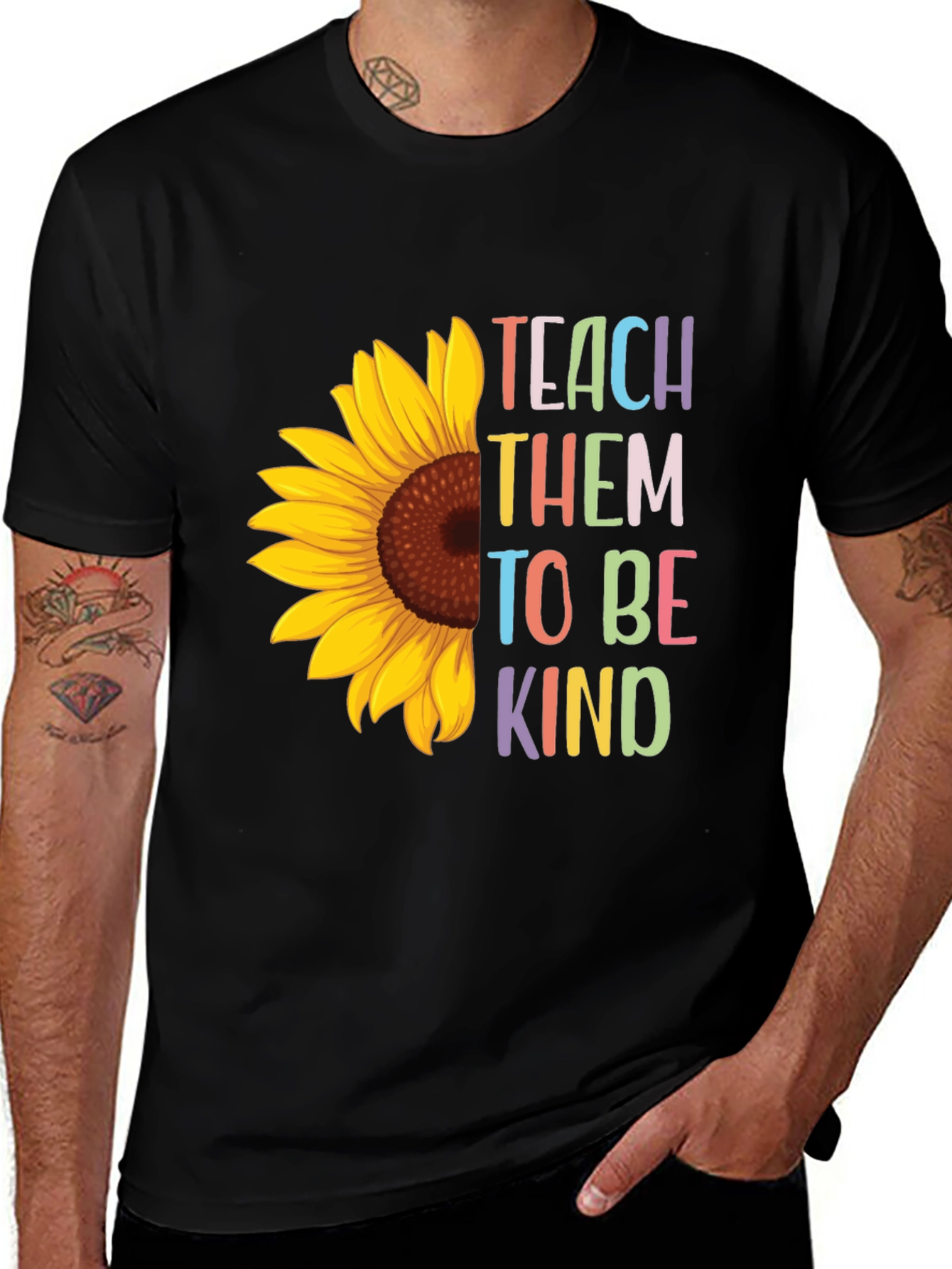 Variant 30 of Teach Them To Be Kind Sunflower T-Shirt