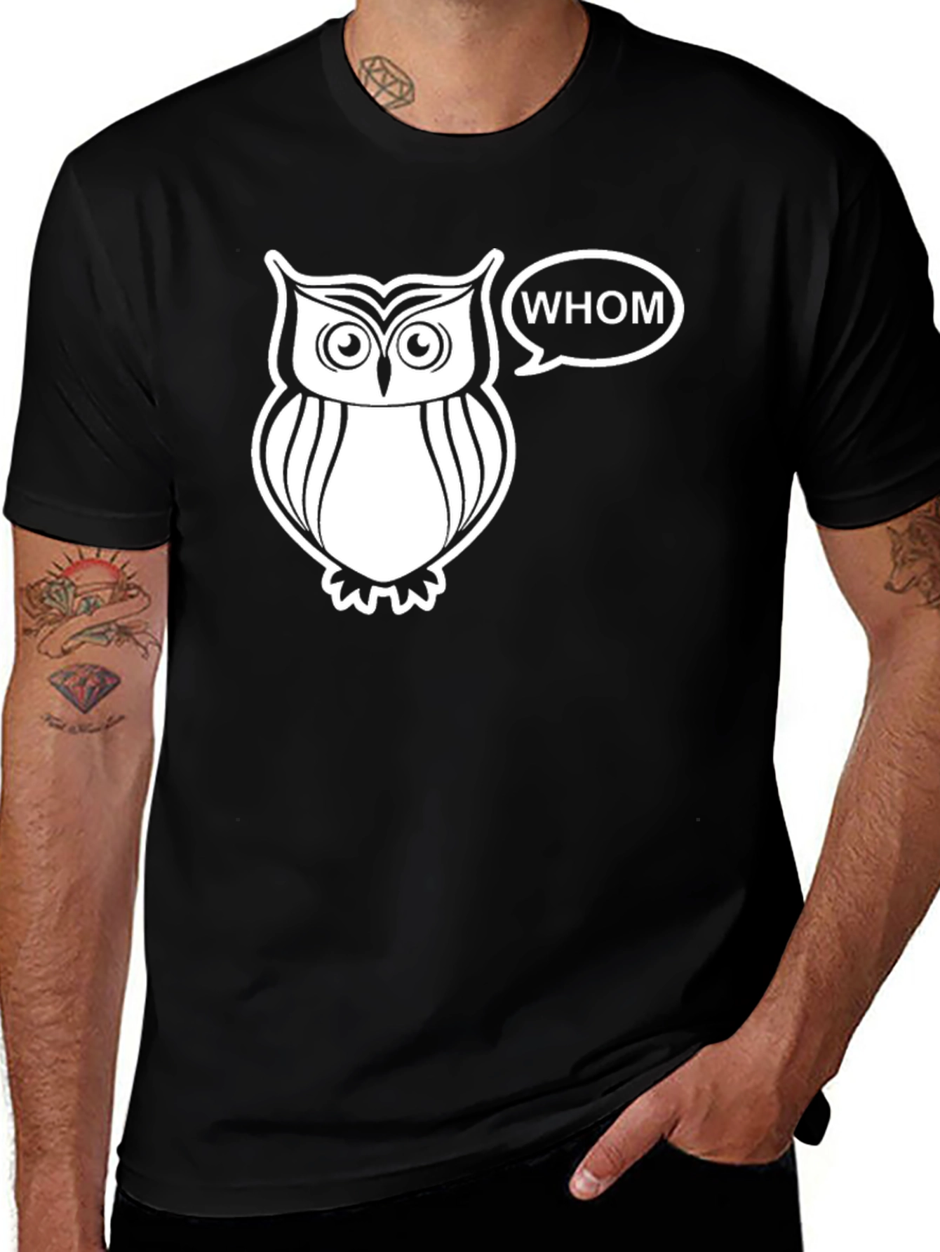 Variant 4 of Whom Owl Graphic Tee - Black Cotton T-Shirt