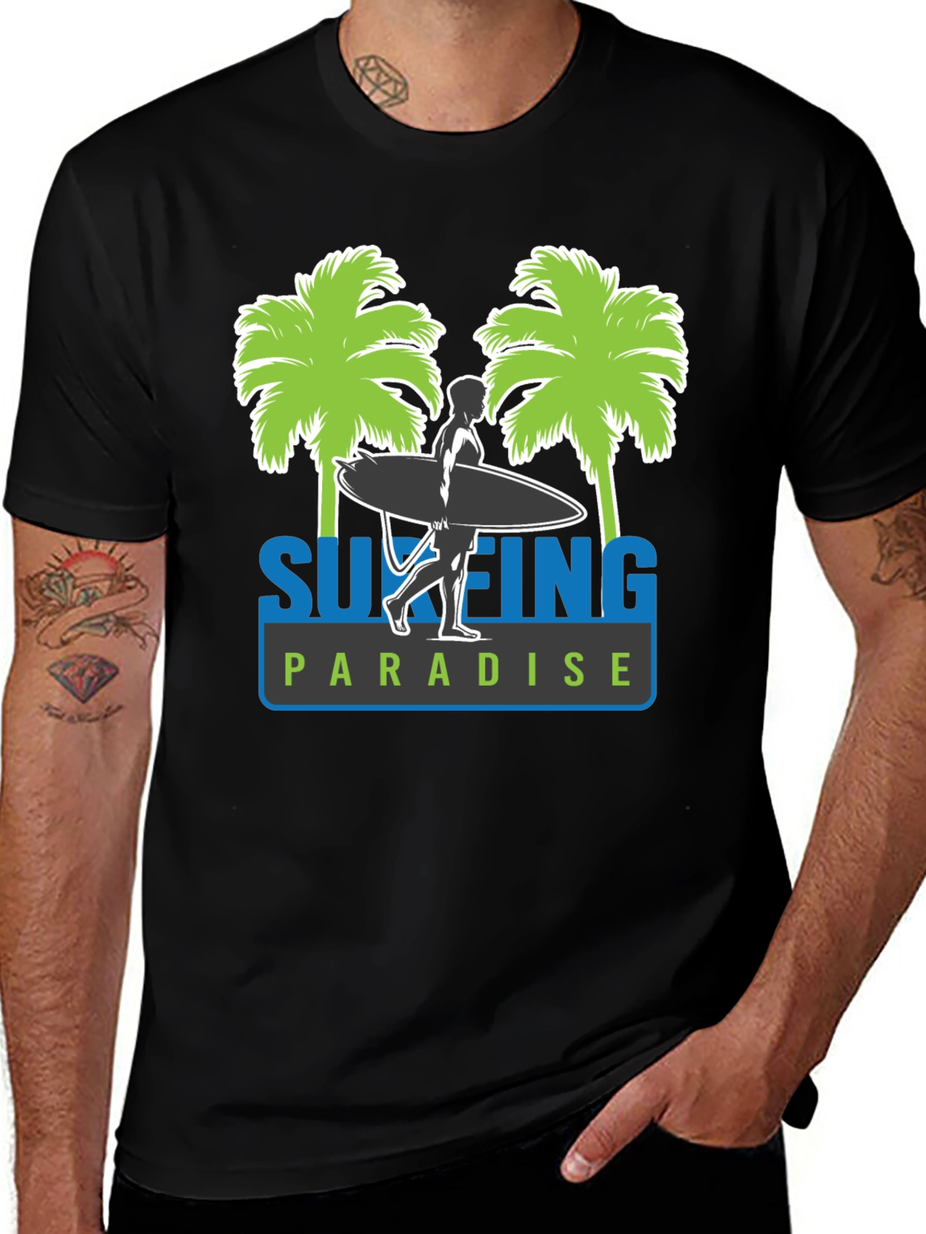 Variant 3 of Surfing Paradise Graphic Tee - Black