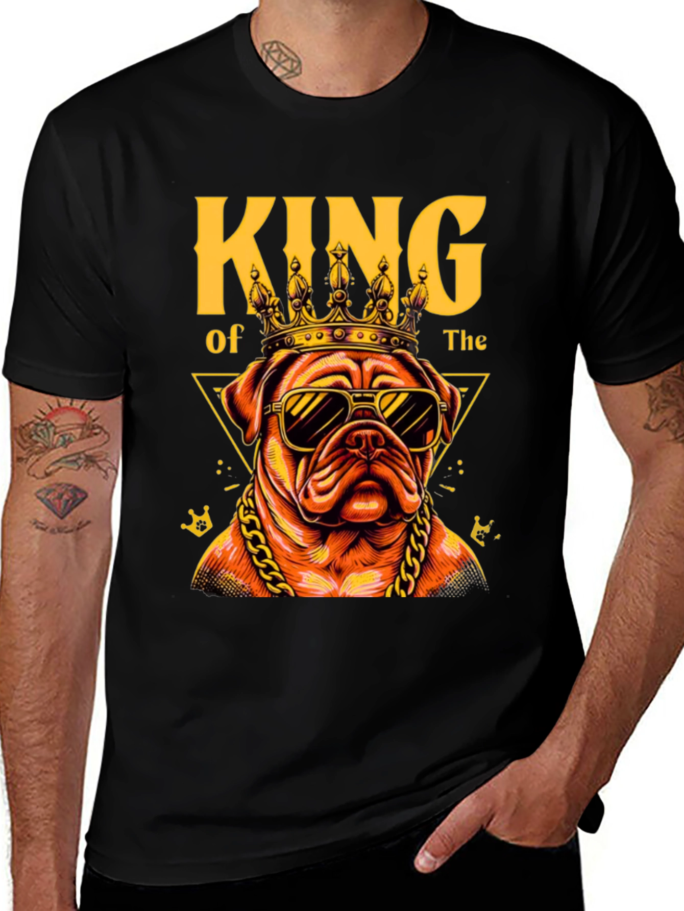 Variant 28 of King Dog T-Shirt - Crowned Bulldog Graphic Tee