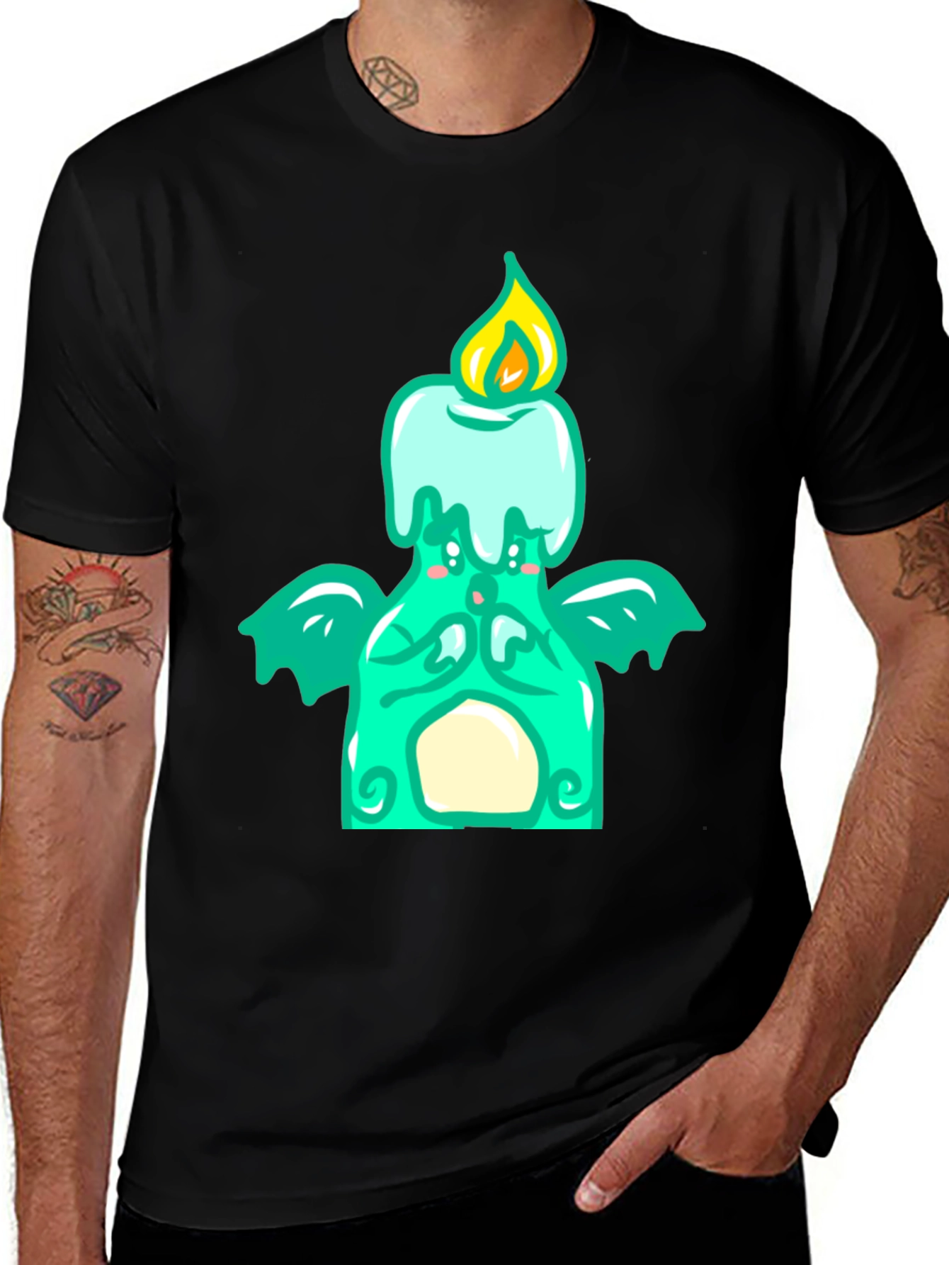 Variant 2 of Whimsical Candle Dragon Graphic Tee