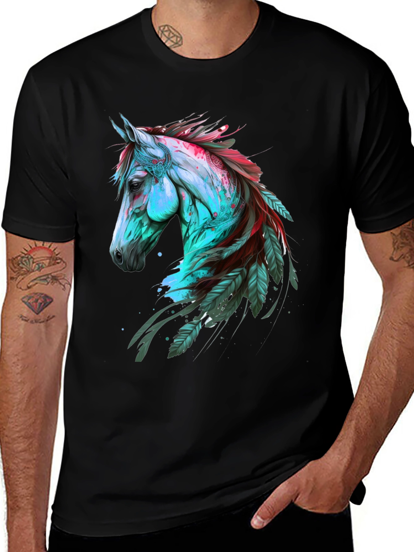 Variant 6 of Horse & Feather Graphic Tee - Bold Style