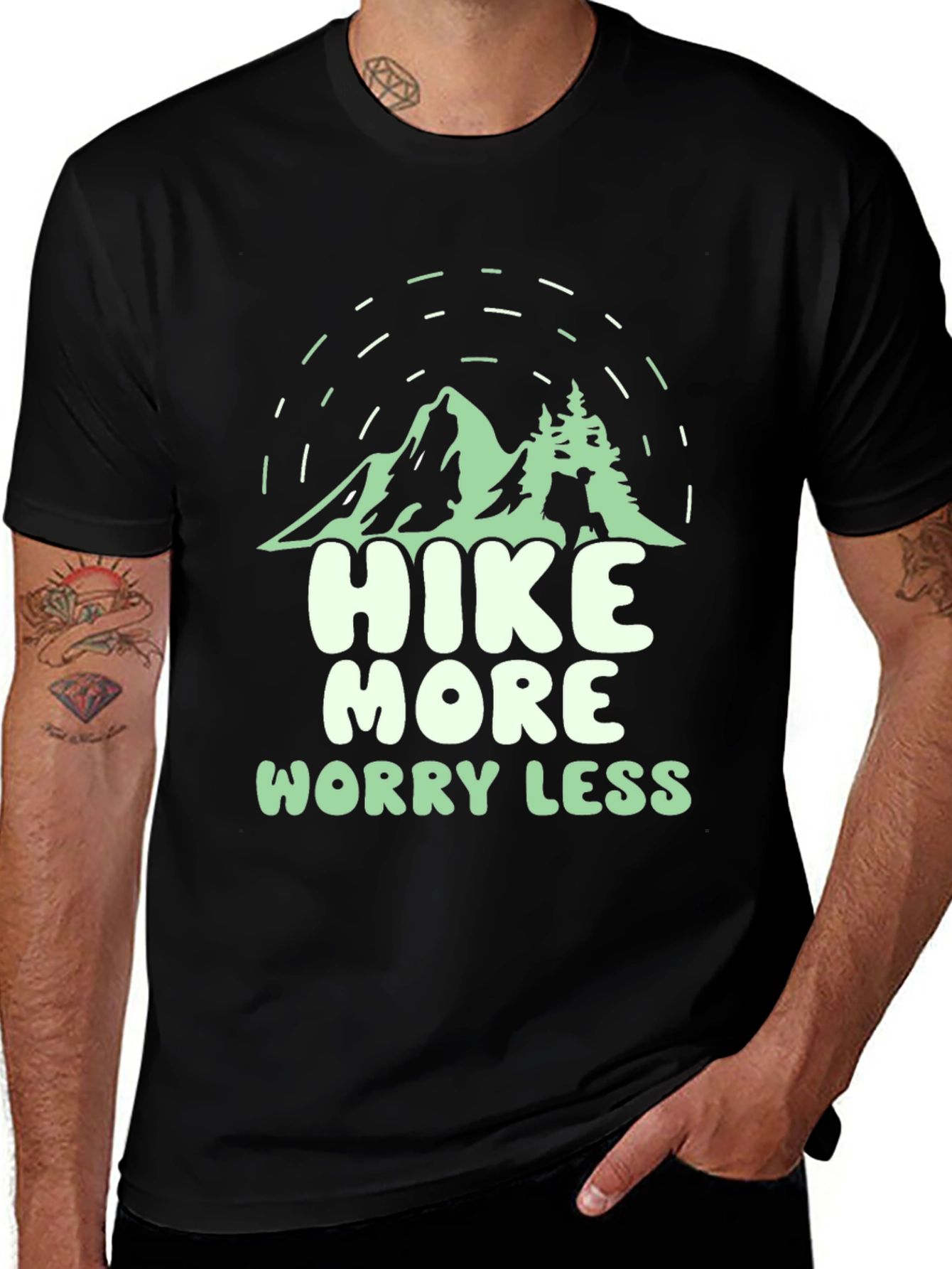 Hike More Worry Less Black Graphic Tee