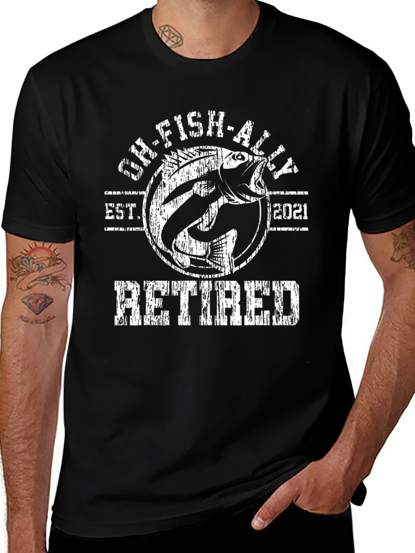 Variant 12 of Oh-Fish-Ally Retired Black Graphic T-Shirt