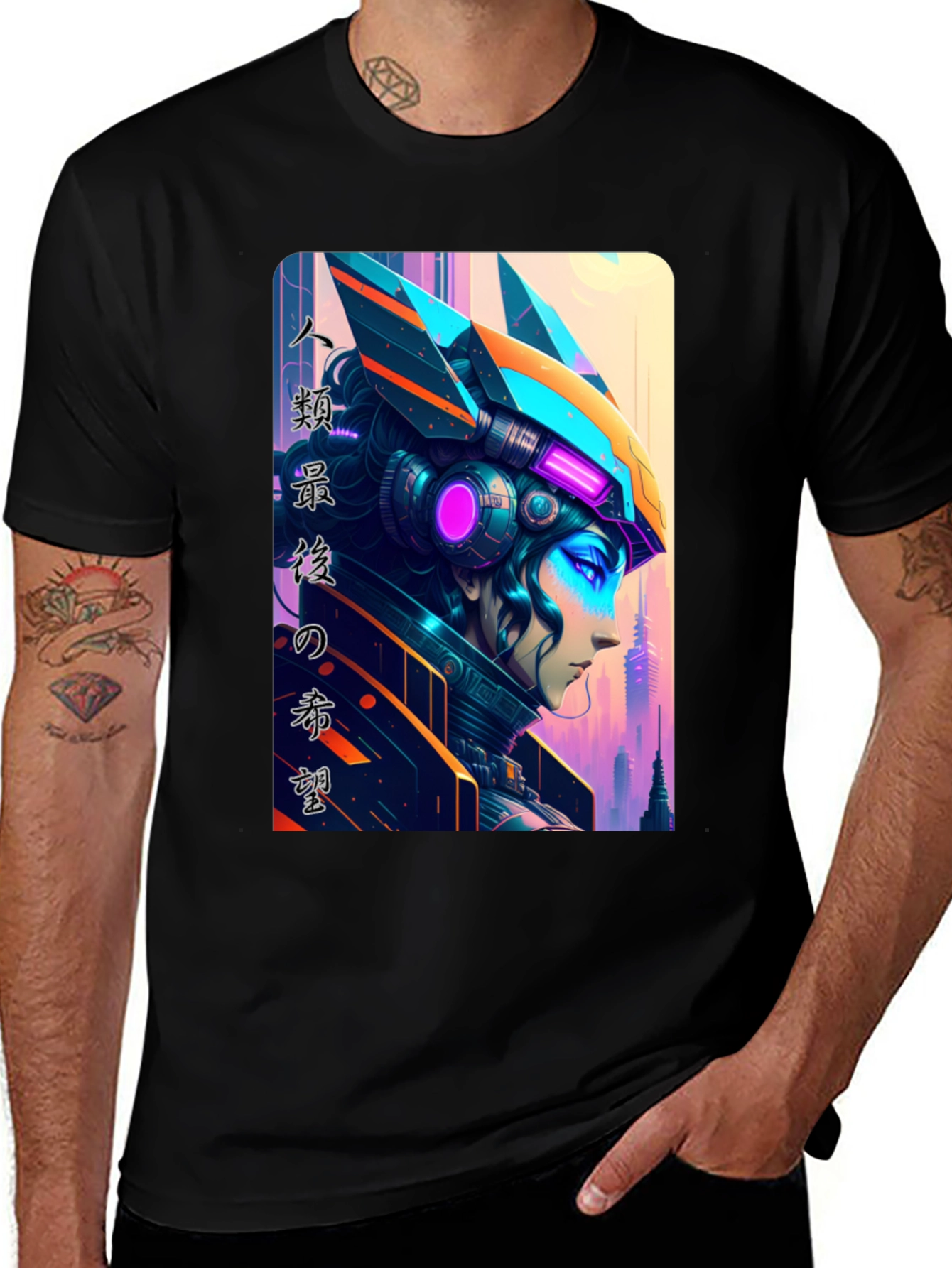 Variant 10 of Cyberpunk Anime Graphic Tee - Futuristic Style