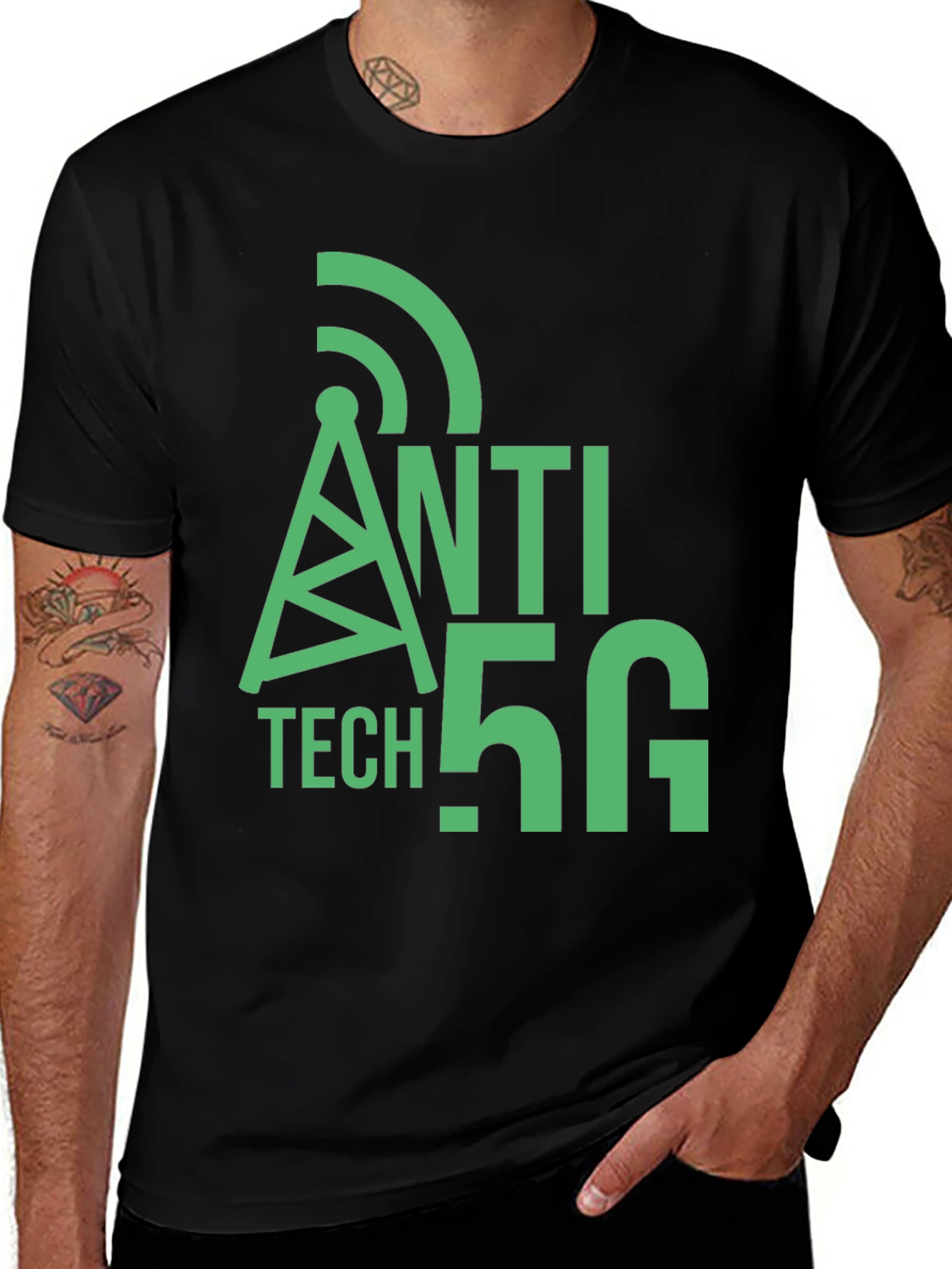 Anti Tech 5G Black Graphic T-Shirt