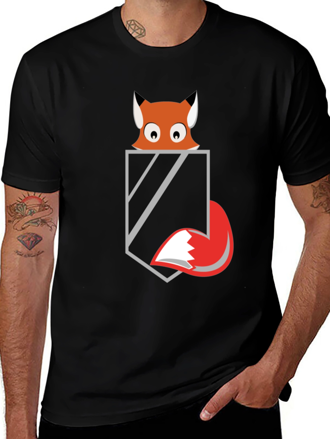 Variant 25 of Fox in Pocket Graphic Tee - Mens Black T-Shirt