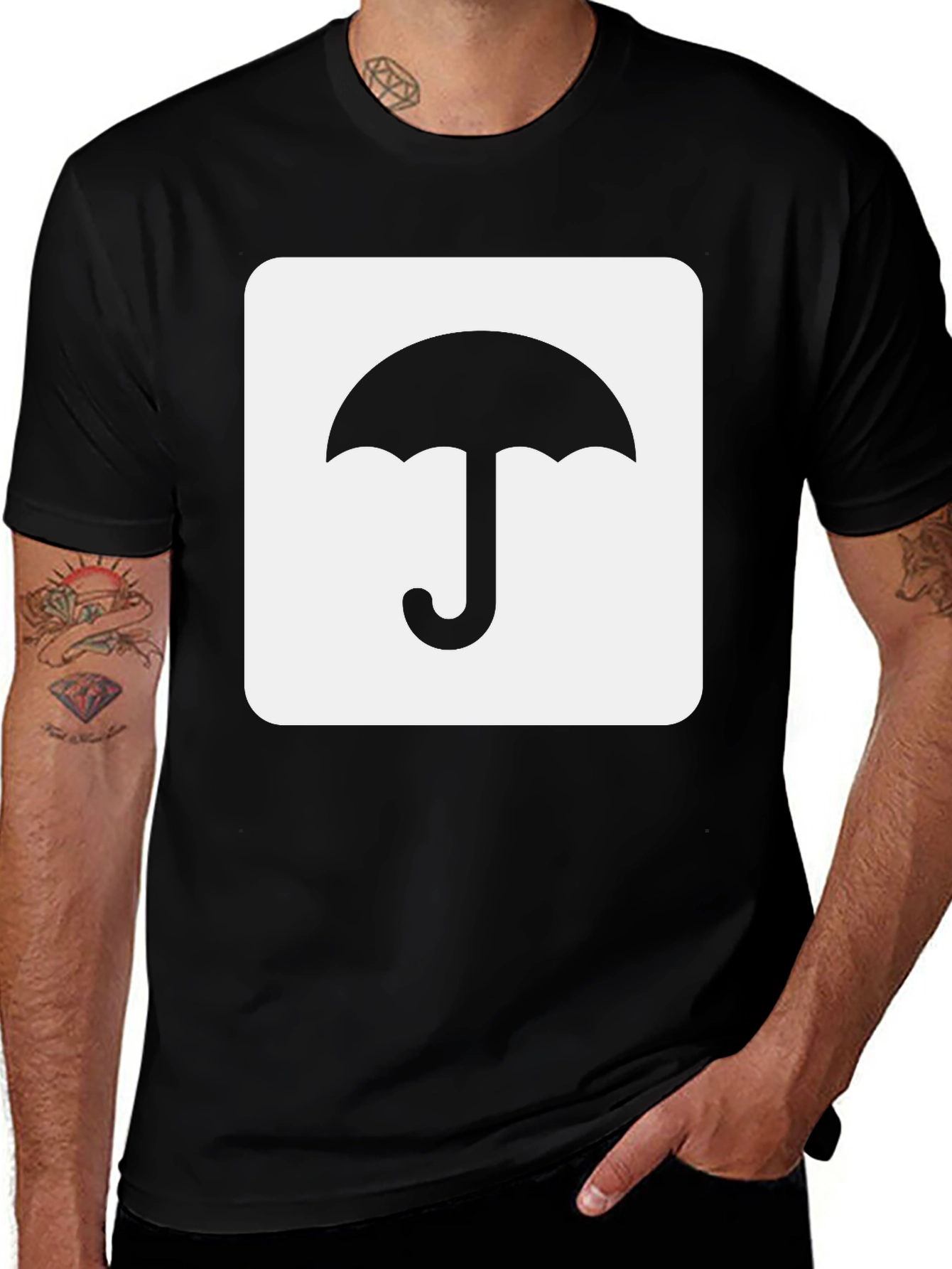 Variant 29 of Umbrella Graphic Tee - Stylish Black Cotton T-Shirt