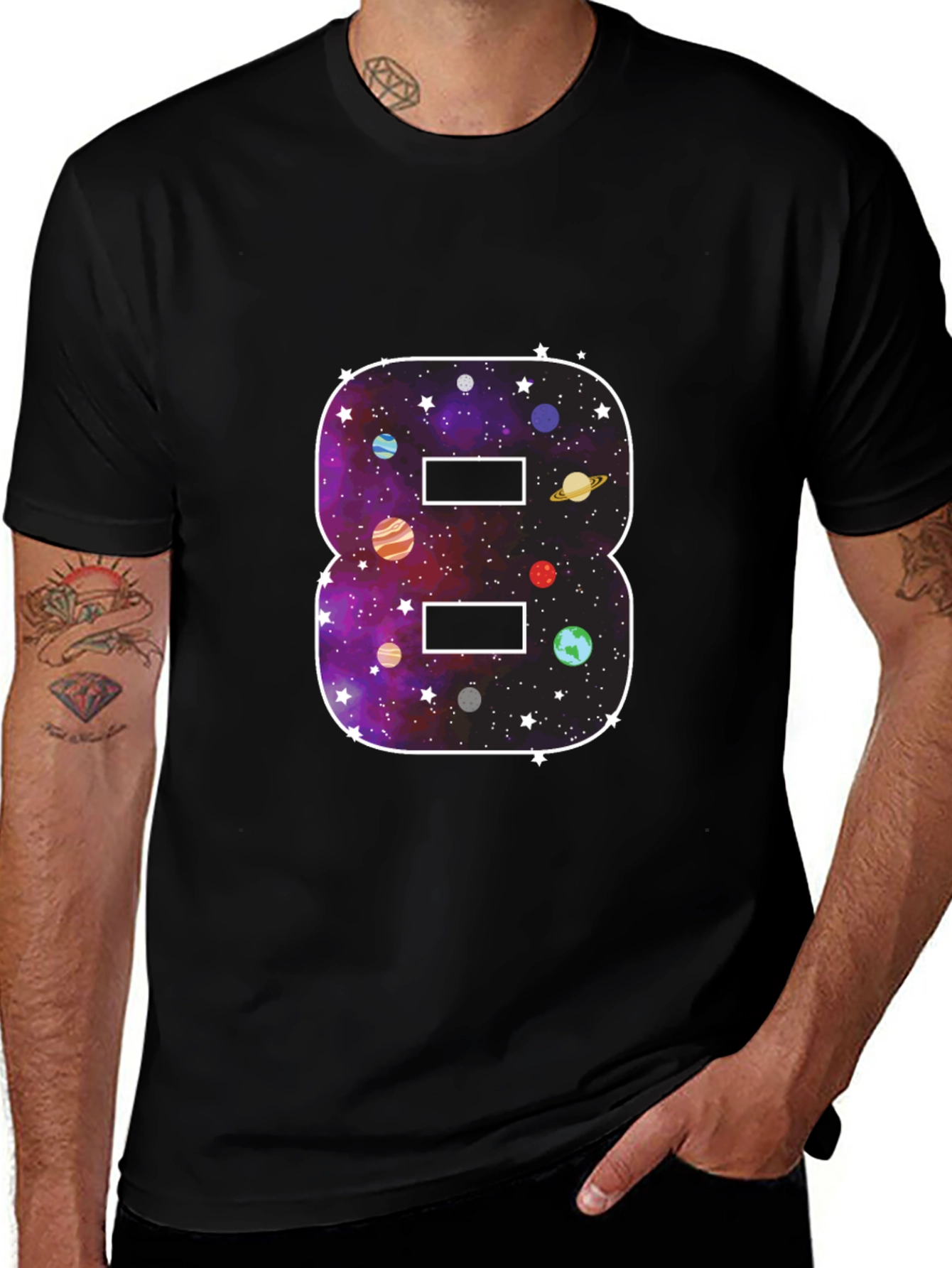 Galaxy Number 8 Black T-Shirt