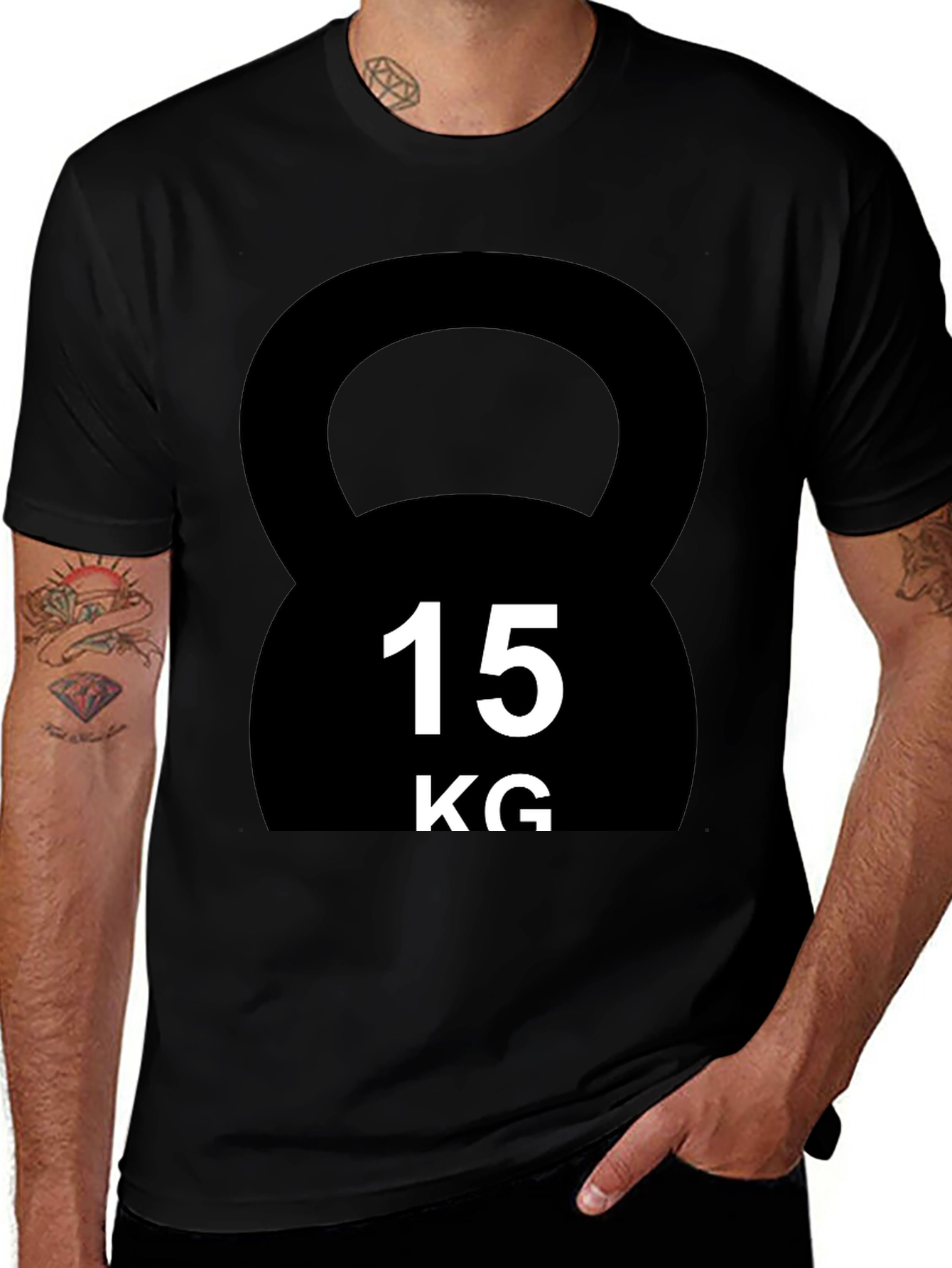 Variant 21 of 15KG Kettlebell Graphic T-Shirt - Black Fitness Tee