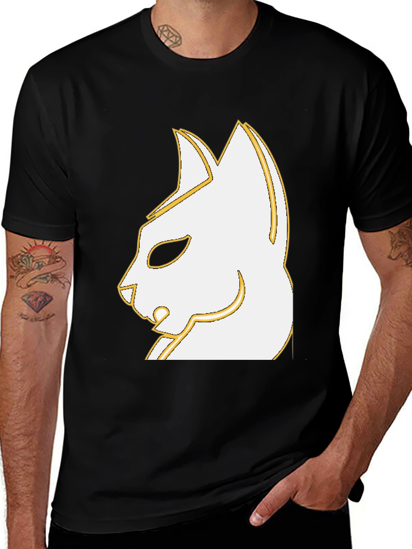Variant 3 of Stylish Cat Graphic Black T-Shirt - Unique Design