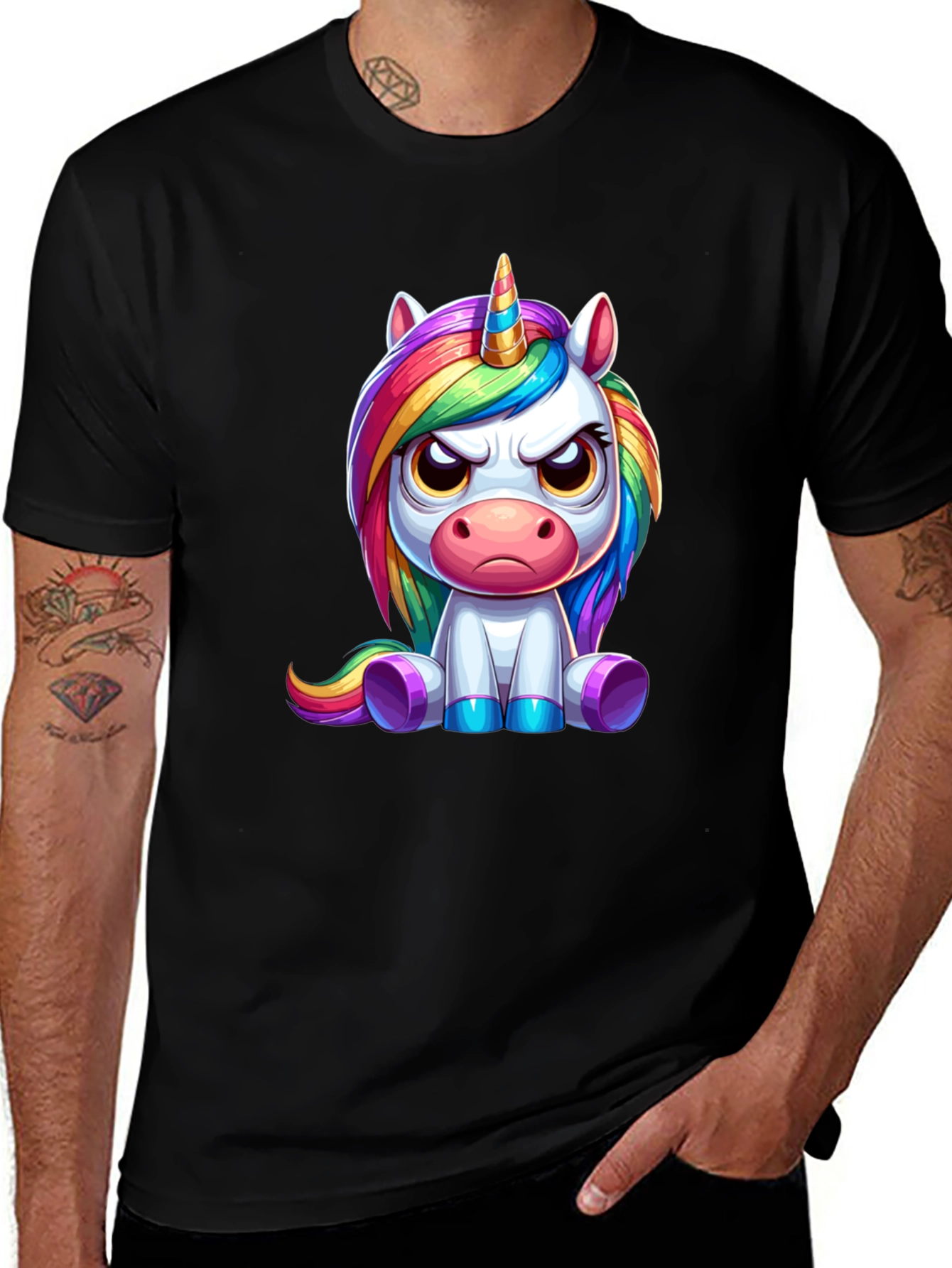Variant 9 of Grumpy Unicorn Graphic Tee - Black
