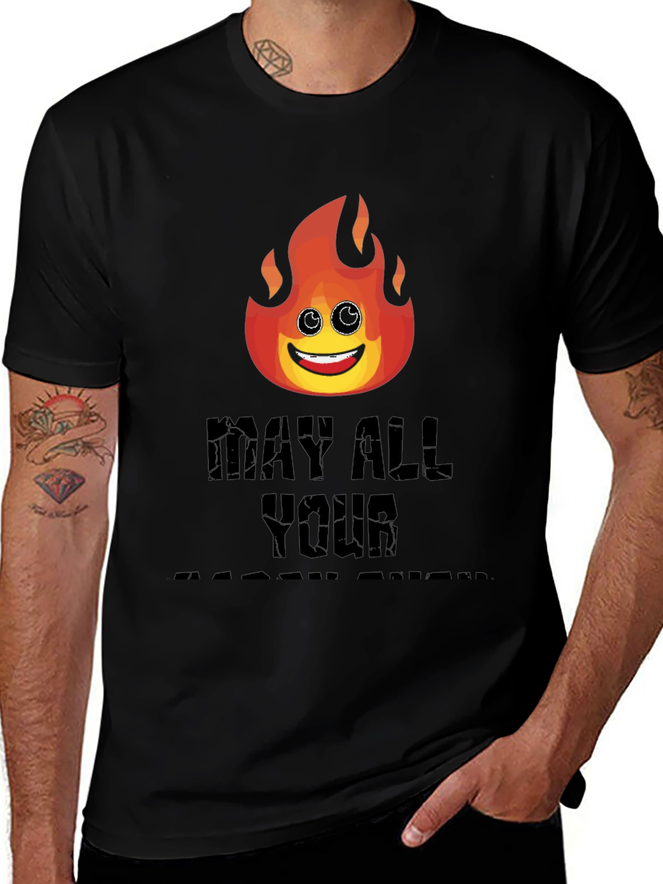 Variant 12 of Funny Emoji Flame T-Shirt - May All Your Bacon Burn