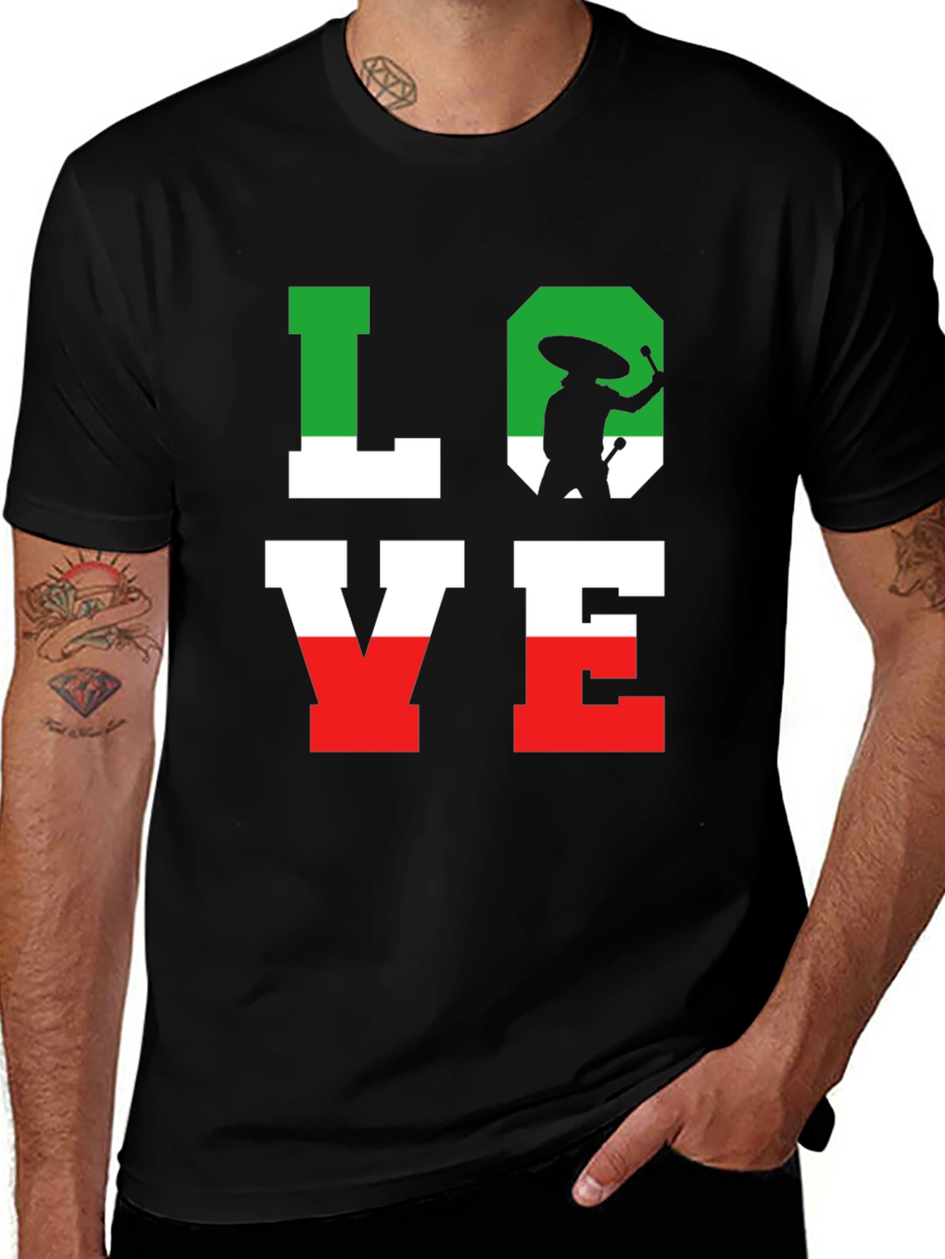 LOVE Mexican Flag T-Shirt - Mariachi Cinco De Mayo