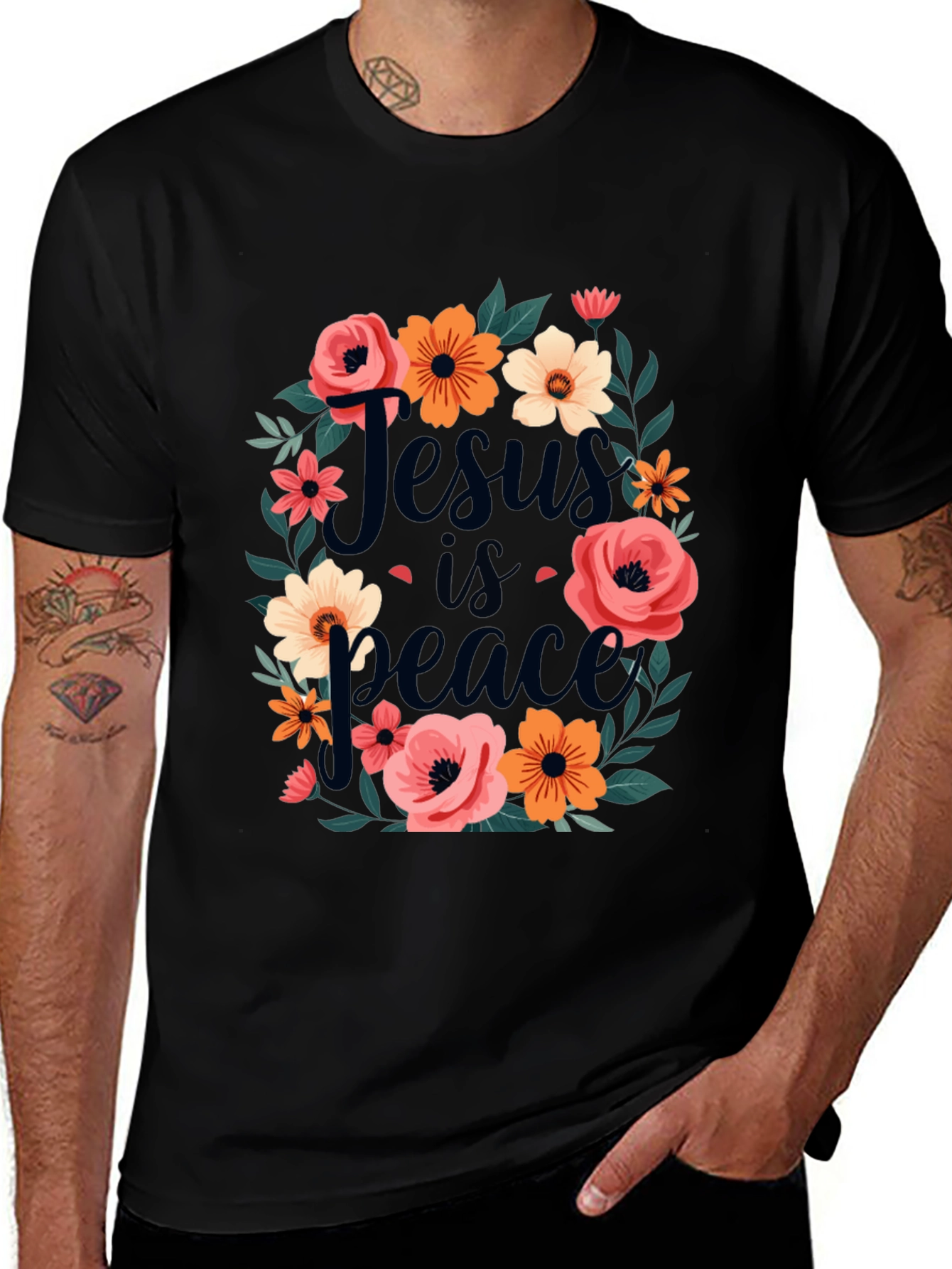 Variant 30 of Jesus is Peace Floral T-Shirt