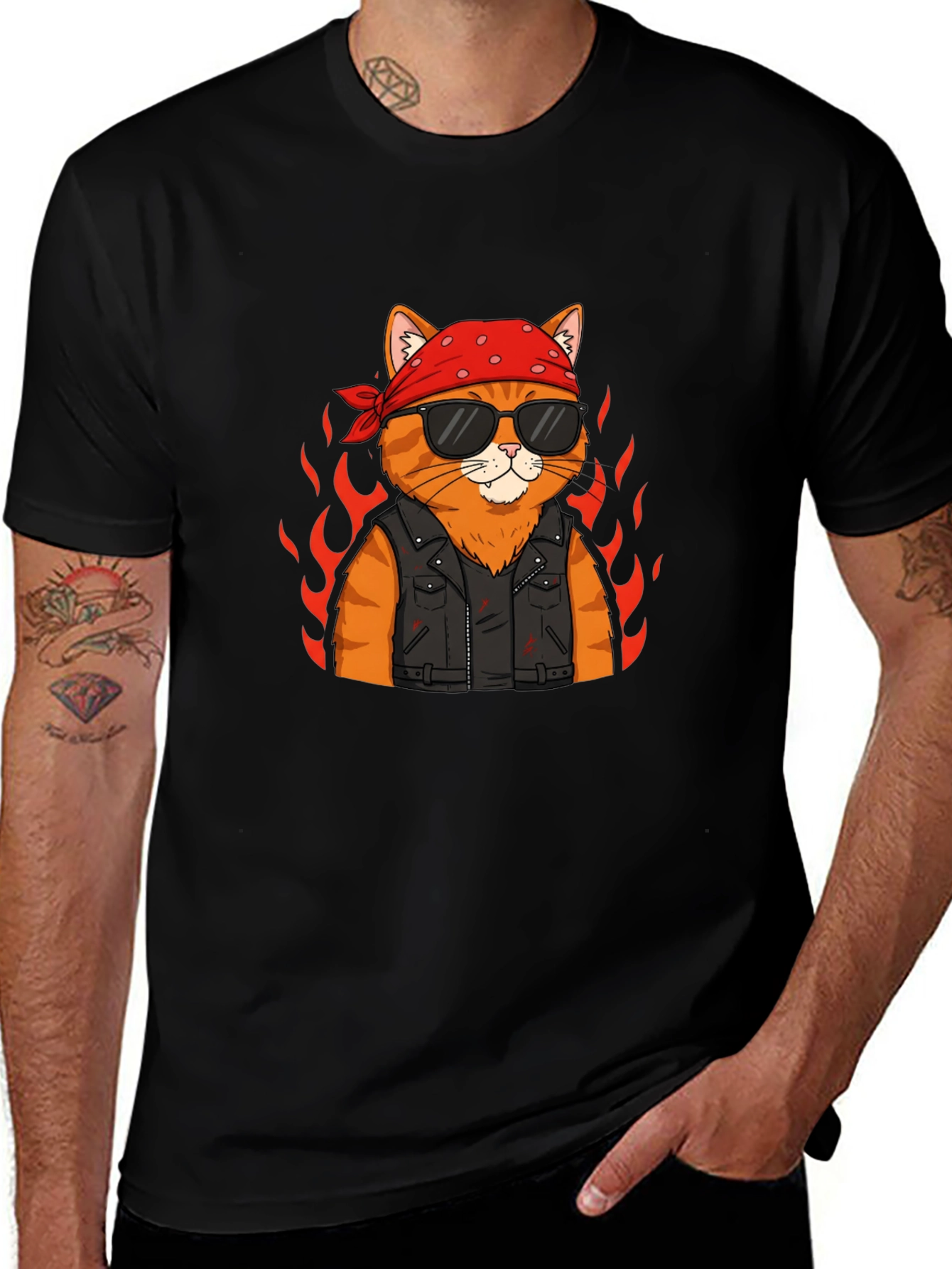 Variant 4 of Cool Cat Biker T-Shirt - Ride in Style