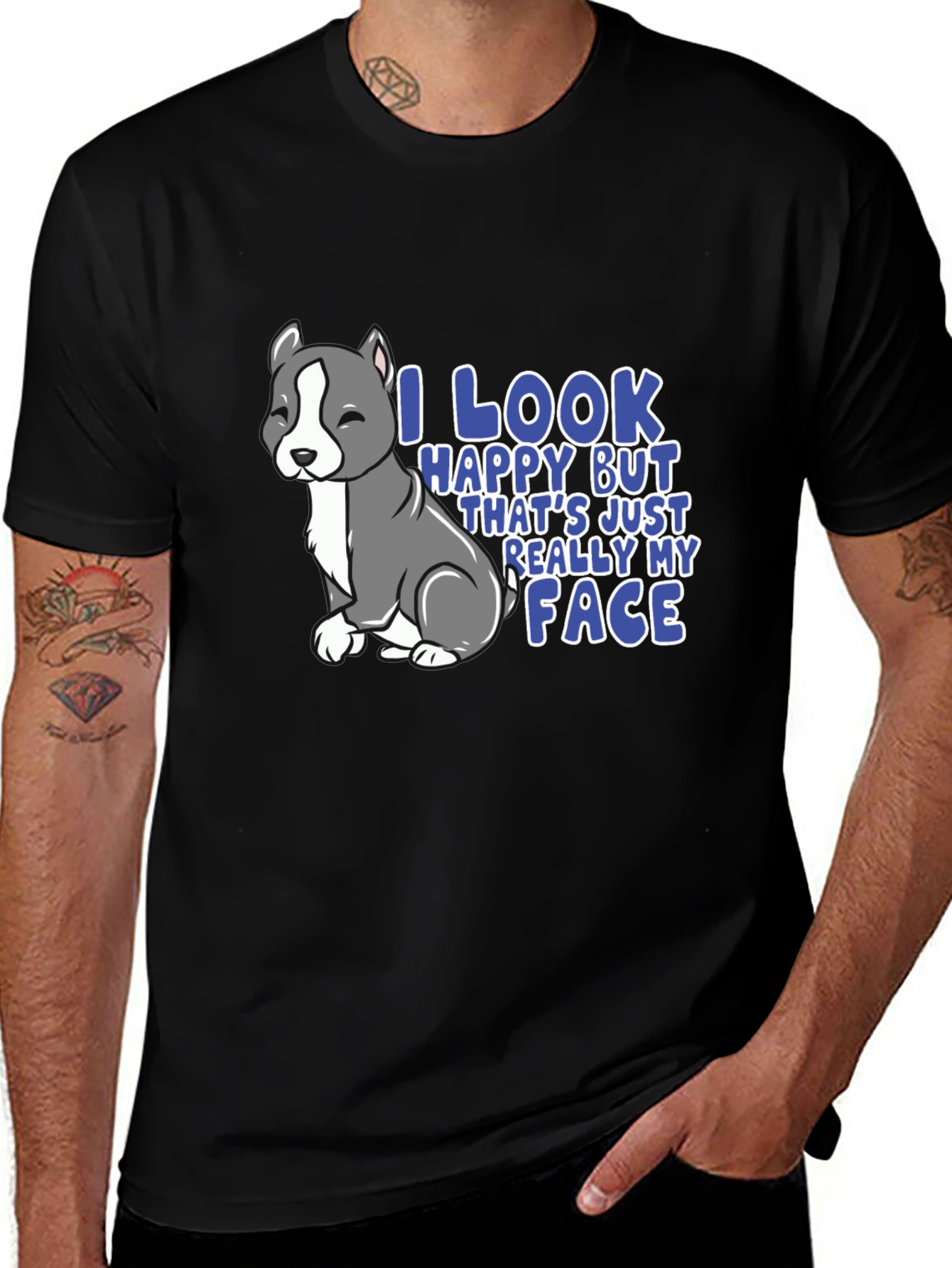 Variant 29 of Funny Pitbull T-Shirt - I Look Happy My Face