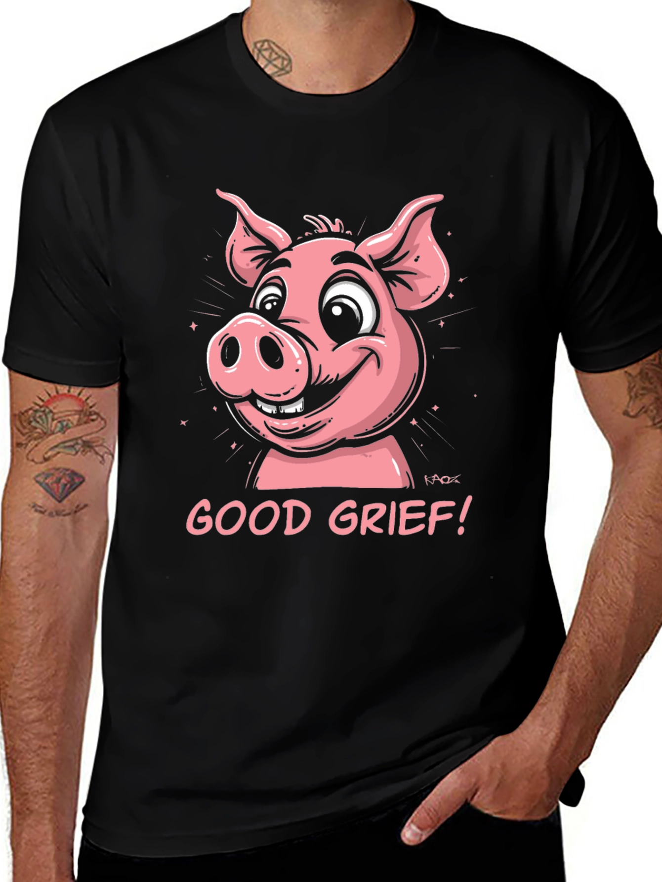 Variant 28 of Good Grief Pig Graphic Tee - Black