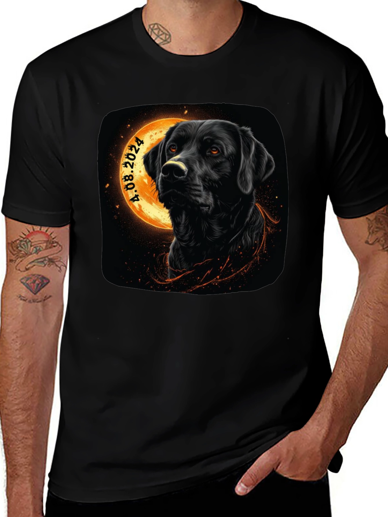Variant 30 of Black Lab Dog Graphic T-Shirt - Dated Design