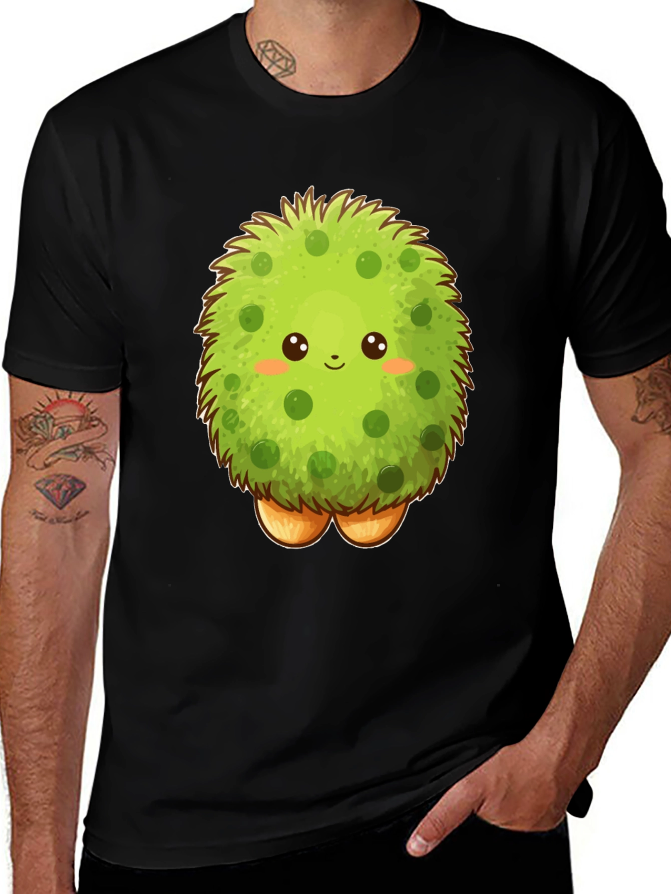 Variant 5 of Cute Fluffy Green Monster Graphic T-Shirt