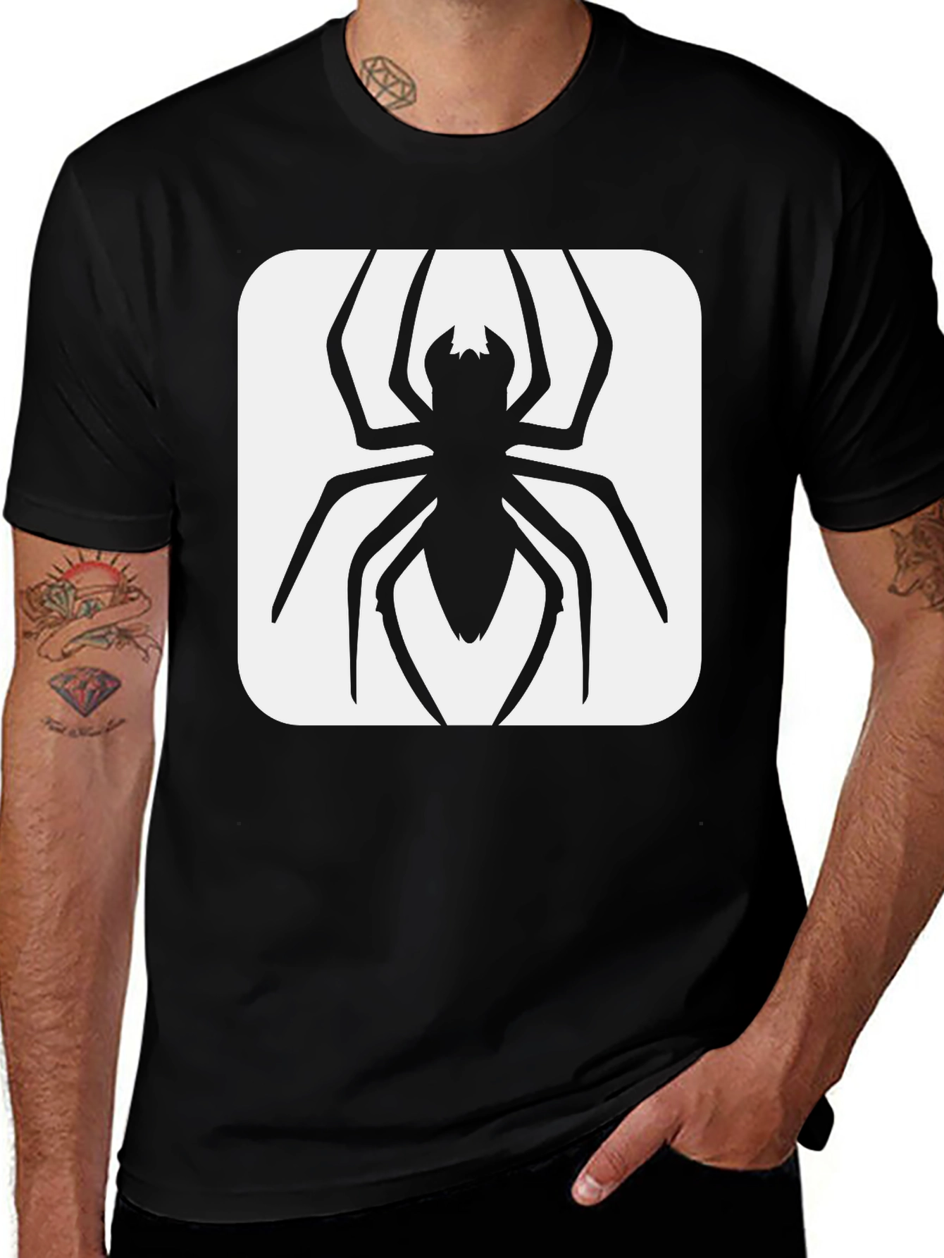 Variant 14 of Spider Graphic Tee - Black Cotton Blend