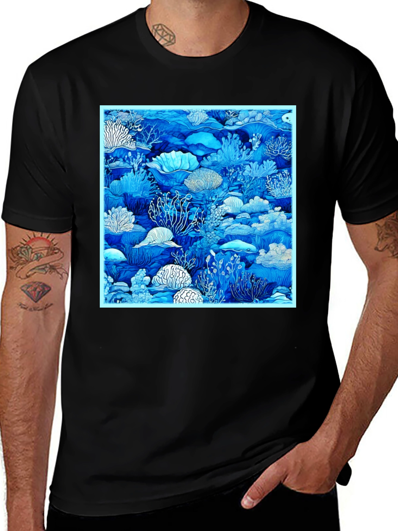 Variant 16 of Blue Reef Graphic Tee - Trendy Ocean Lover's Shirt