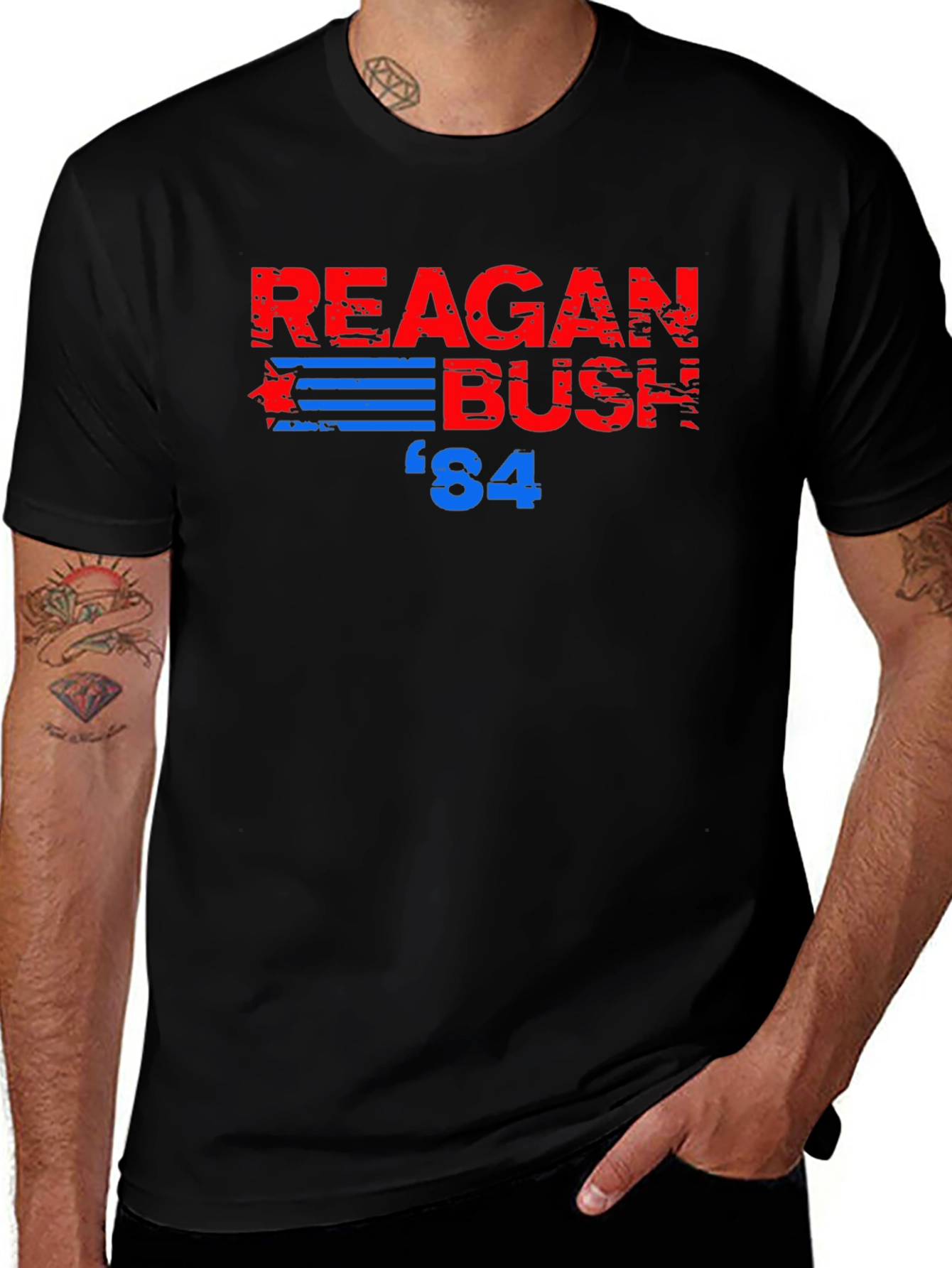 Reagan Bush '84 Black T-Shirt