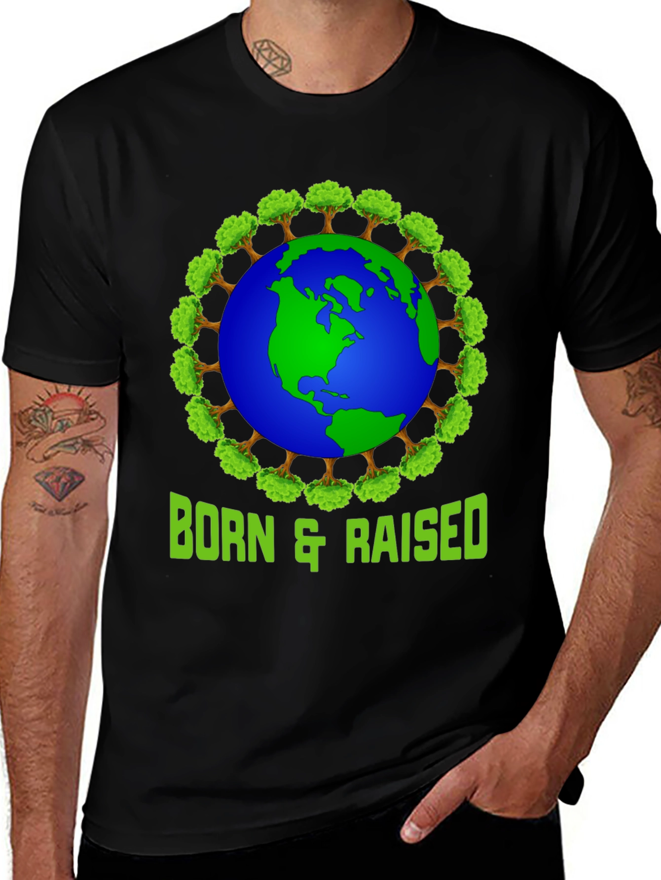 Variant 11 of Born & Raised Earth Globe Trees T-Shirt